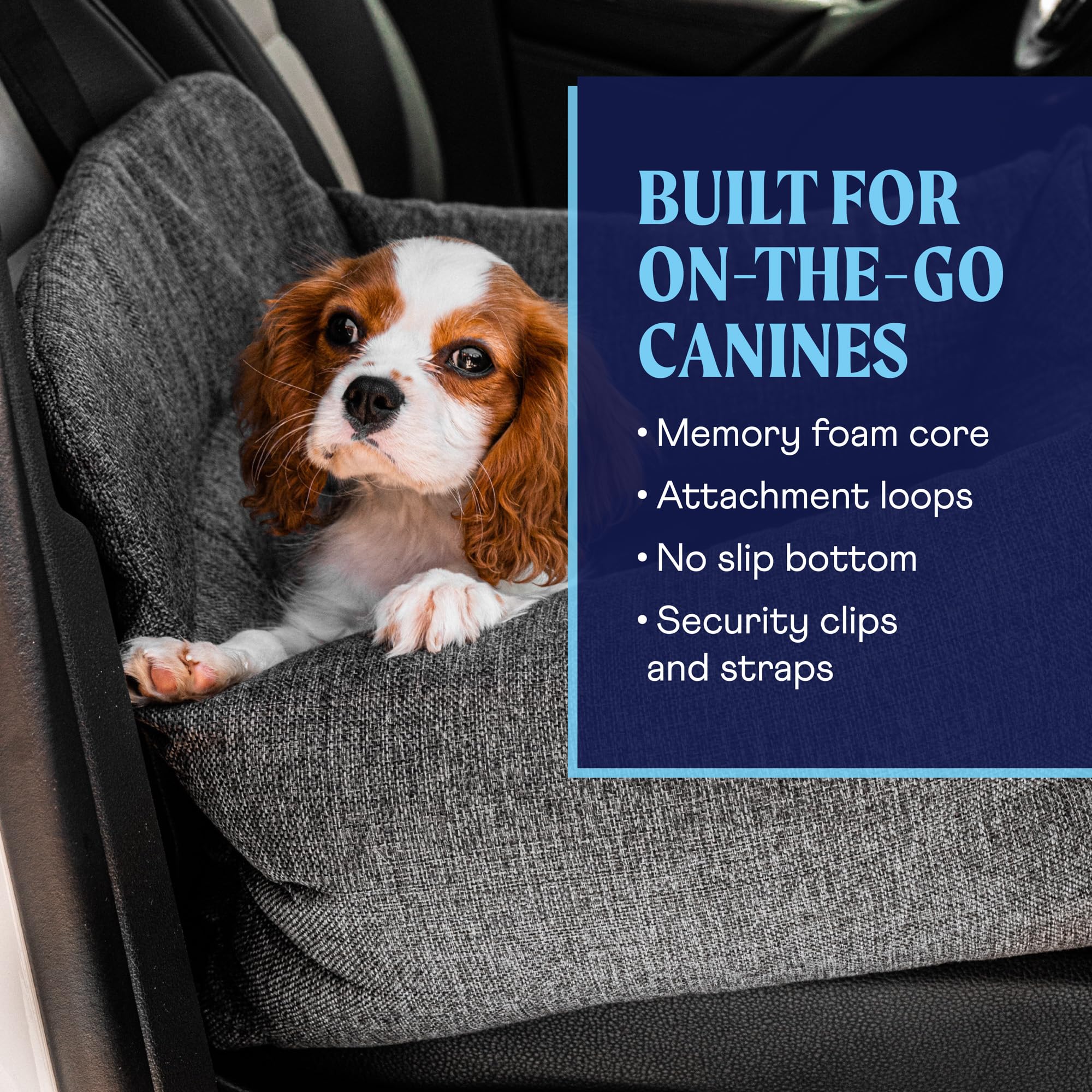 Paw Brands Dog Car Full Backseat Bed - Memory Foam Pet Travel Bed For Back Seat