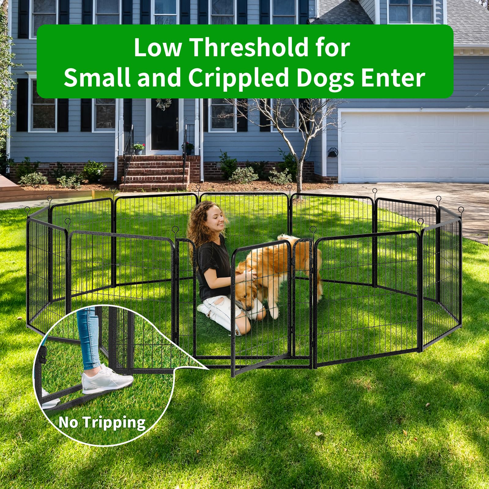 Kfvigoho Extra Wide Dog Playpen - 12 Panels, 32 Height, Heavy Duty Anti-Rust Fence for RV Camping & Yard, 79 Sq.ft, Black