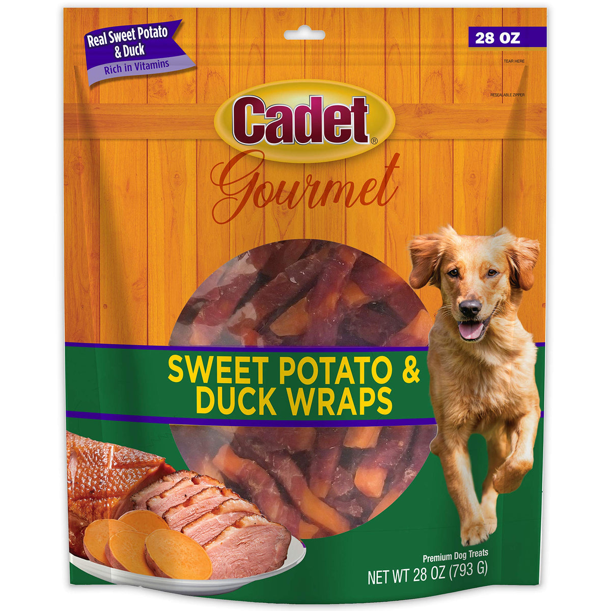 Cadet Gourmet Sweet Potato & Duck Wraps Dog Treats - Healthy & Natural Duck & Sweet Potato Dog Training Treats For Small & Large
