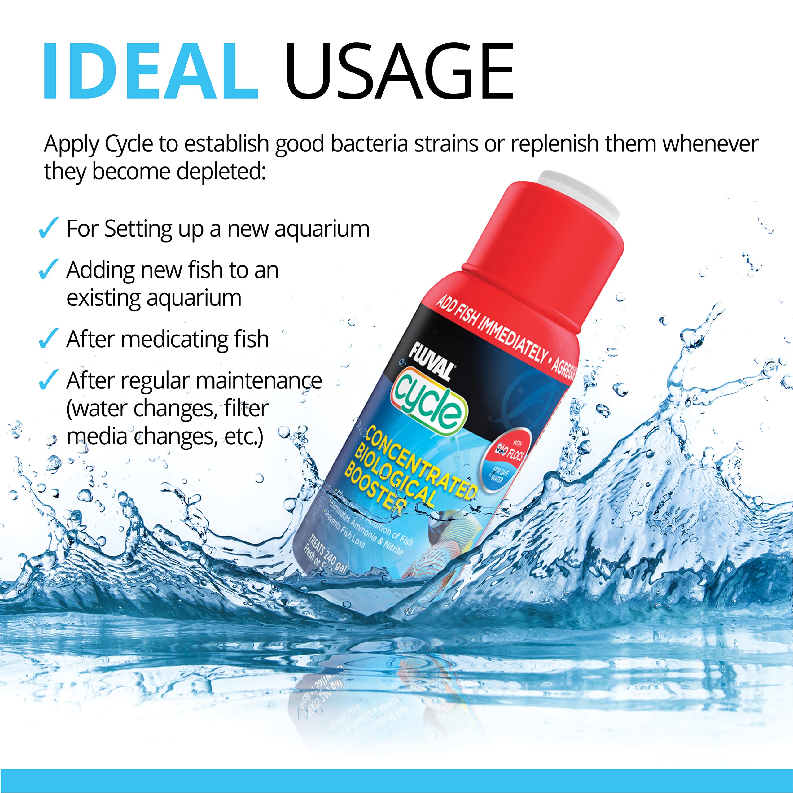Fluval Cycle Biological Enhancer, 16.9 Oz Water Treatment, Plastic, Model A8351, White