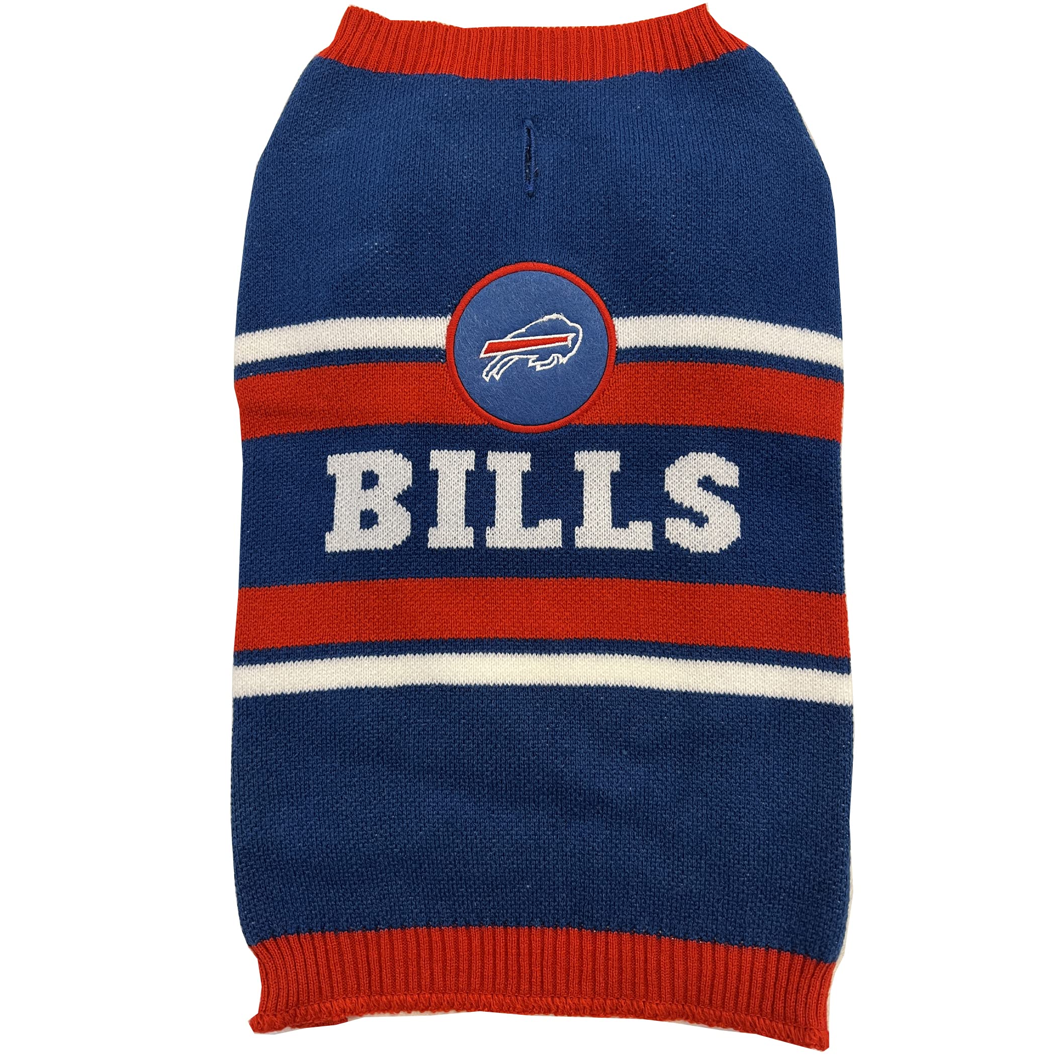 Pets First Nfl Buffalo Bills Dog Sweater, Size Medium. Warm And Cozy Knit Pet Sweater With Nfl Team Logo, Best Puppy Sweater For
