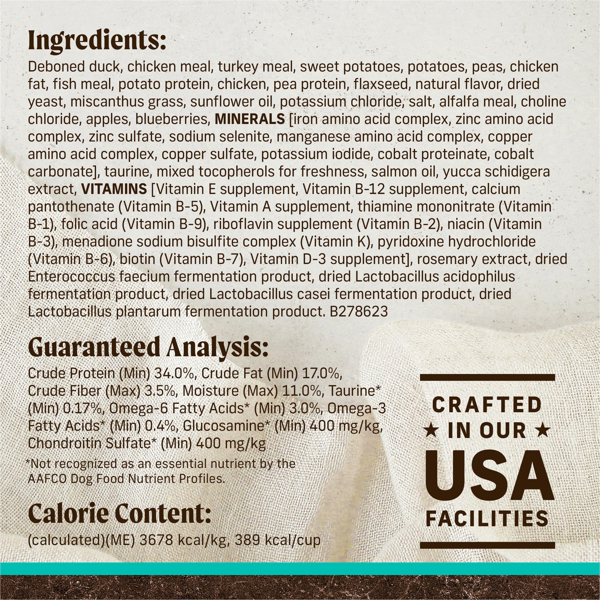 Merrick Premium Grain Free Dry Adult Dog Food, Wholesome and Natural Kibble with Real Duck and Sweet Potato - 4.0 lb. Bag
