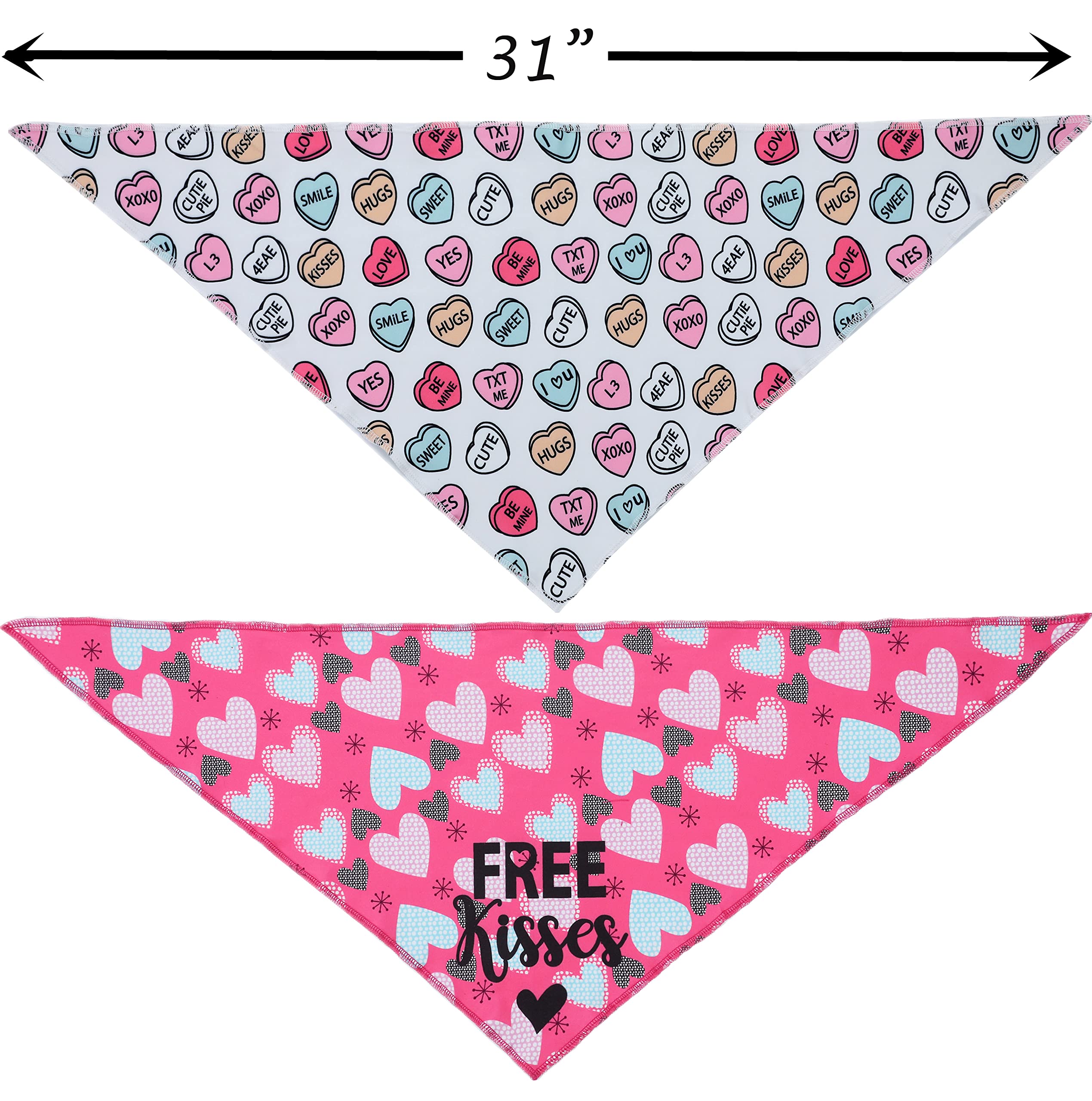 Boombone Valentines Dog Bandana, Heart Dog Bandana For Medium Large Dogs