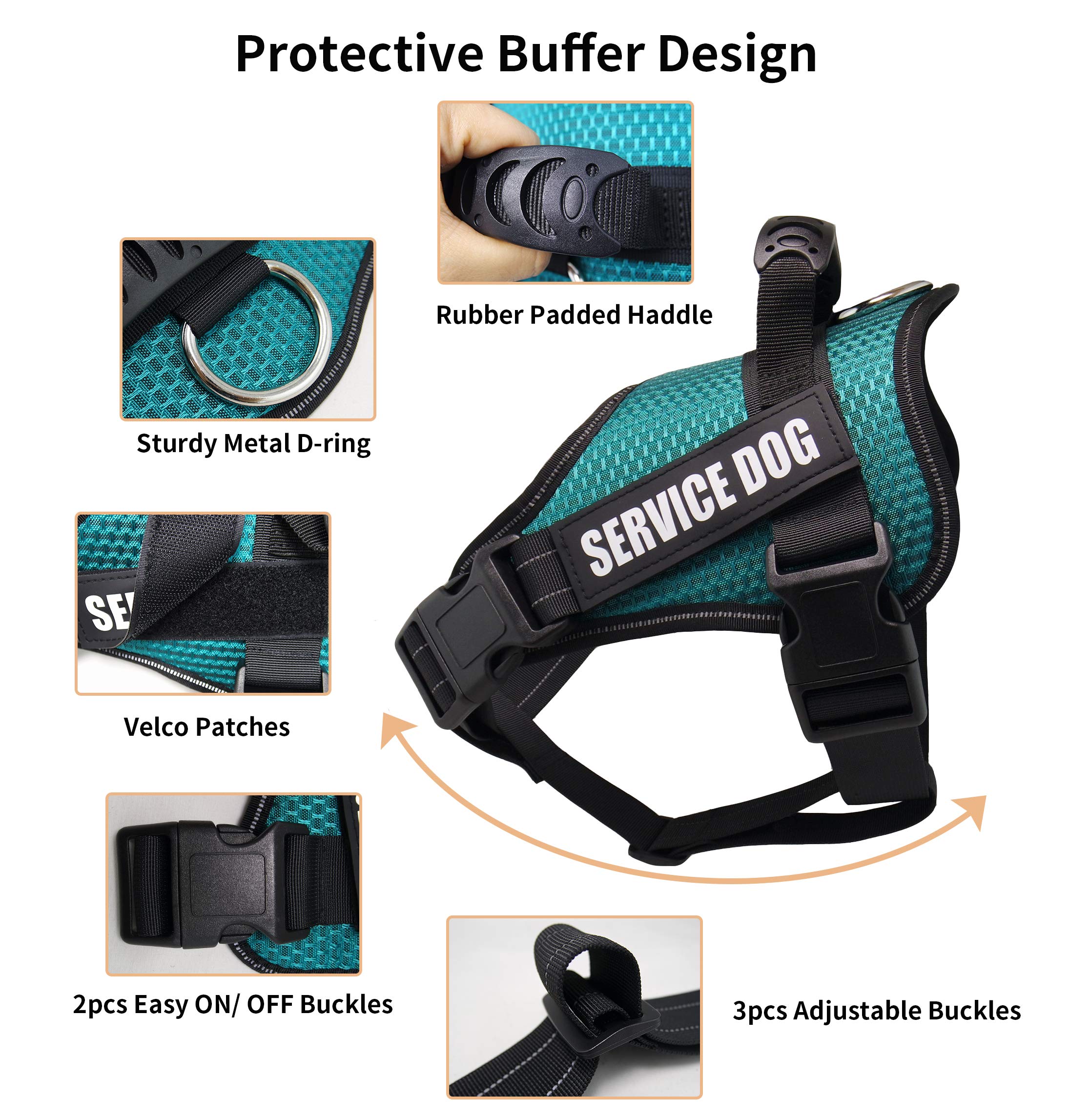 Dihapet No Pull Dog Harness, Adjustable Service Dog Vest, Reflective Easy For Walking Training, Green/Xxl