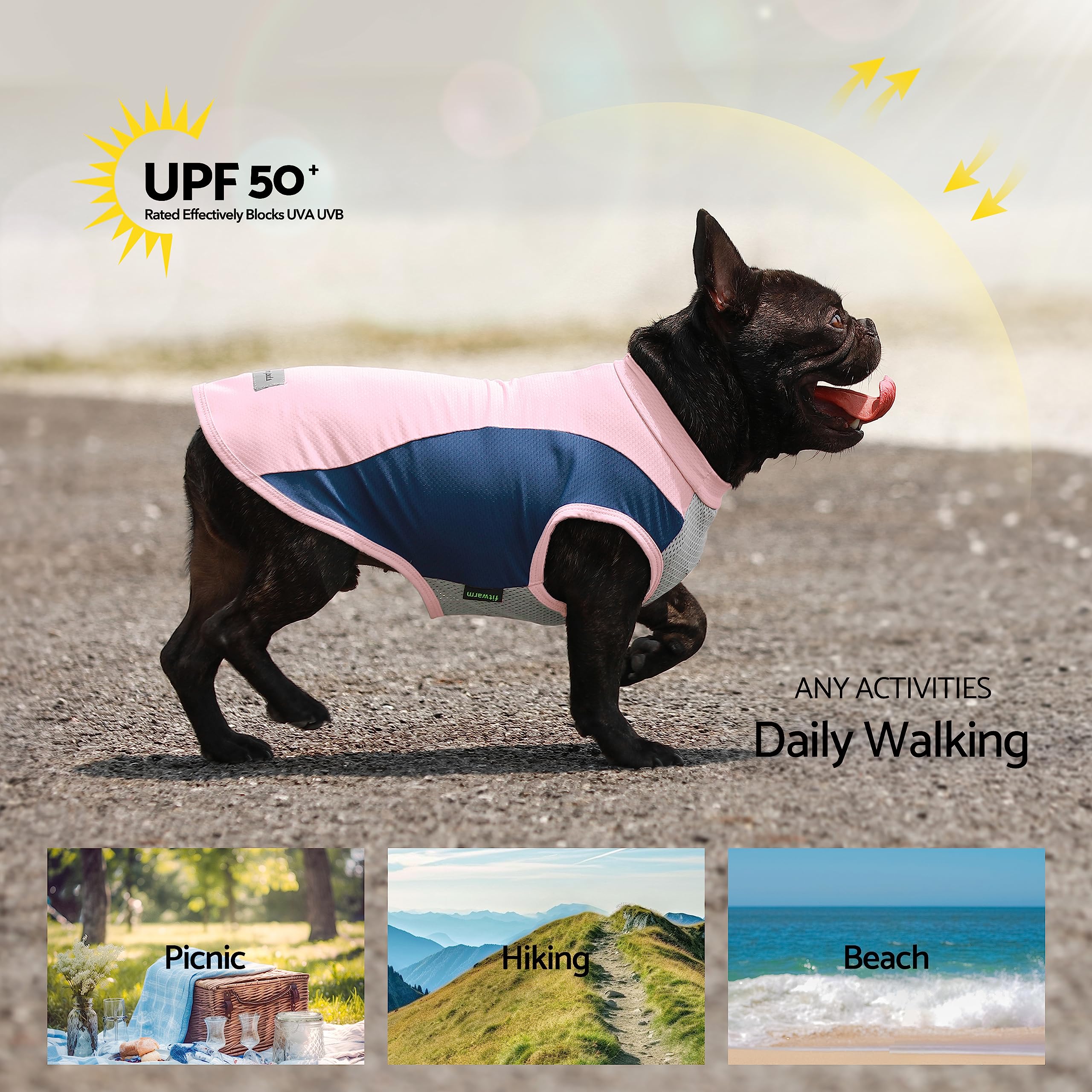 Fitwarm 2 Pack Upf 50+ Uv Sun Protection Dog Shirt, Lightweight Breathable Cooling Vest, Quick Dry Dog Summer Clothes For Small