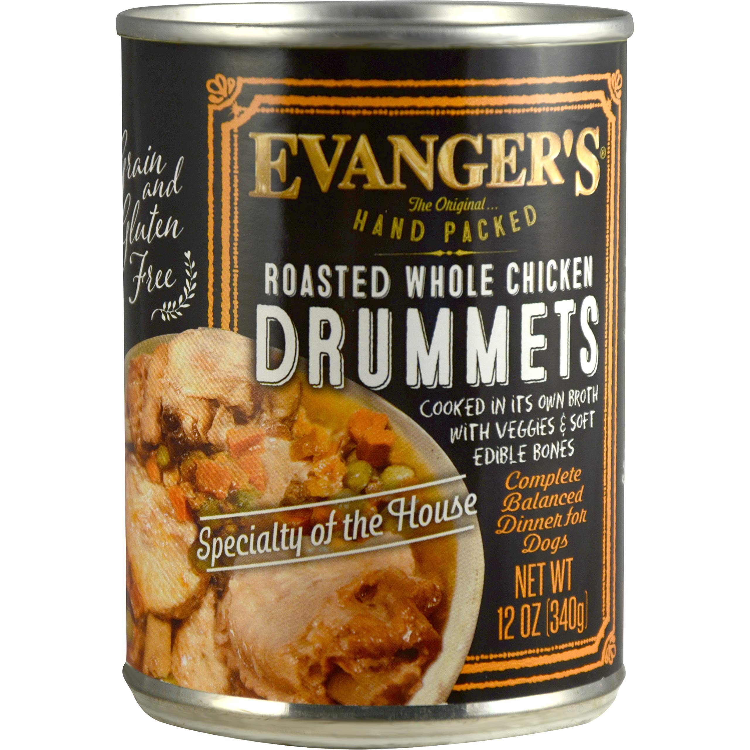 Evanger'S Hand Packed Roasted Chicken Drummet Dinner For Dogs - 12, 12 Oz Cans