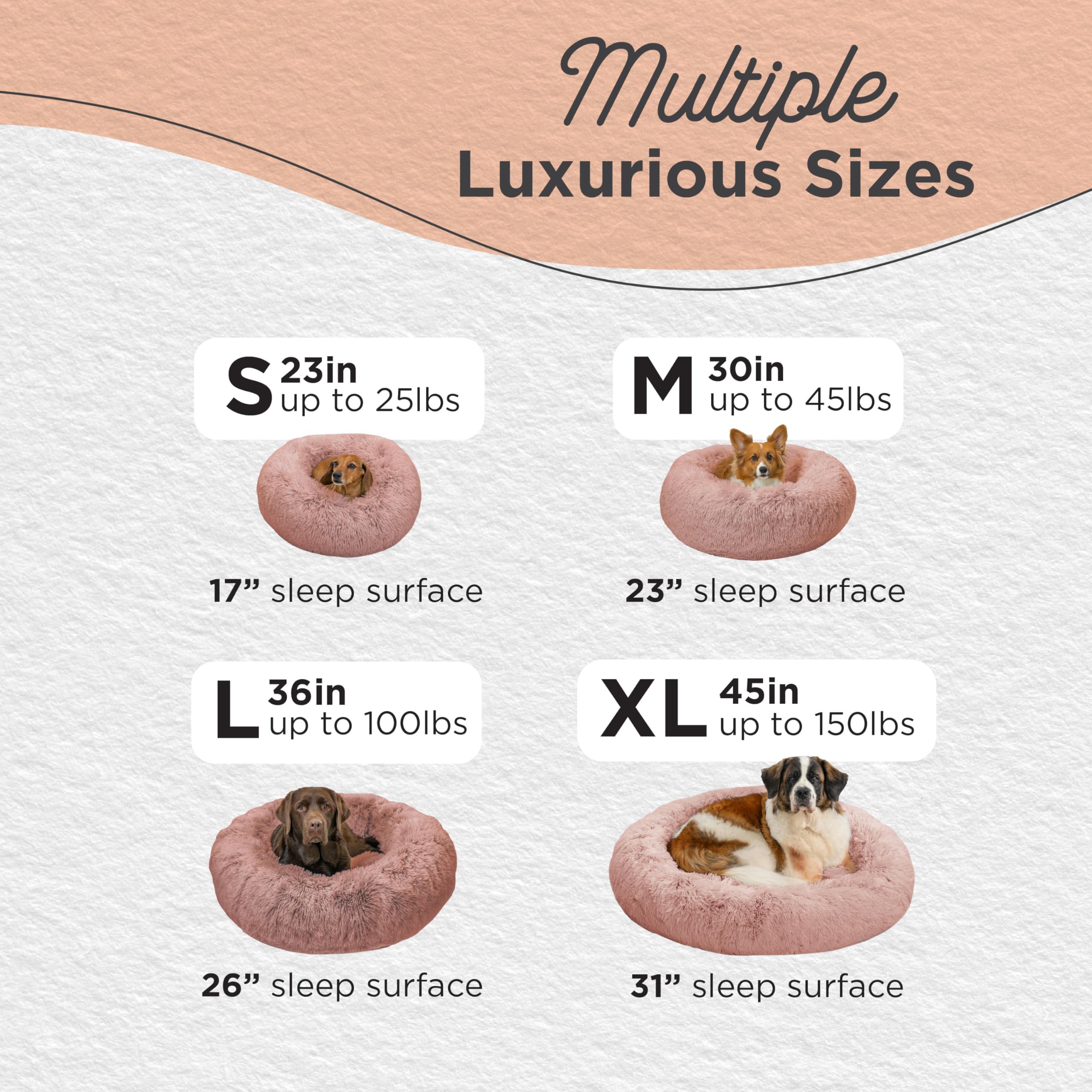 Best Friends By Sheri The Original Calming Donut Dog And Cat Bed In Shag Fur, Dusty Rose, Small, 23X23