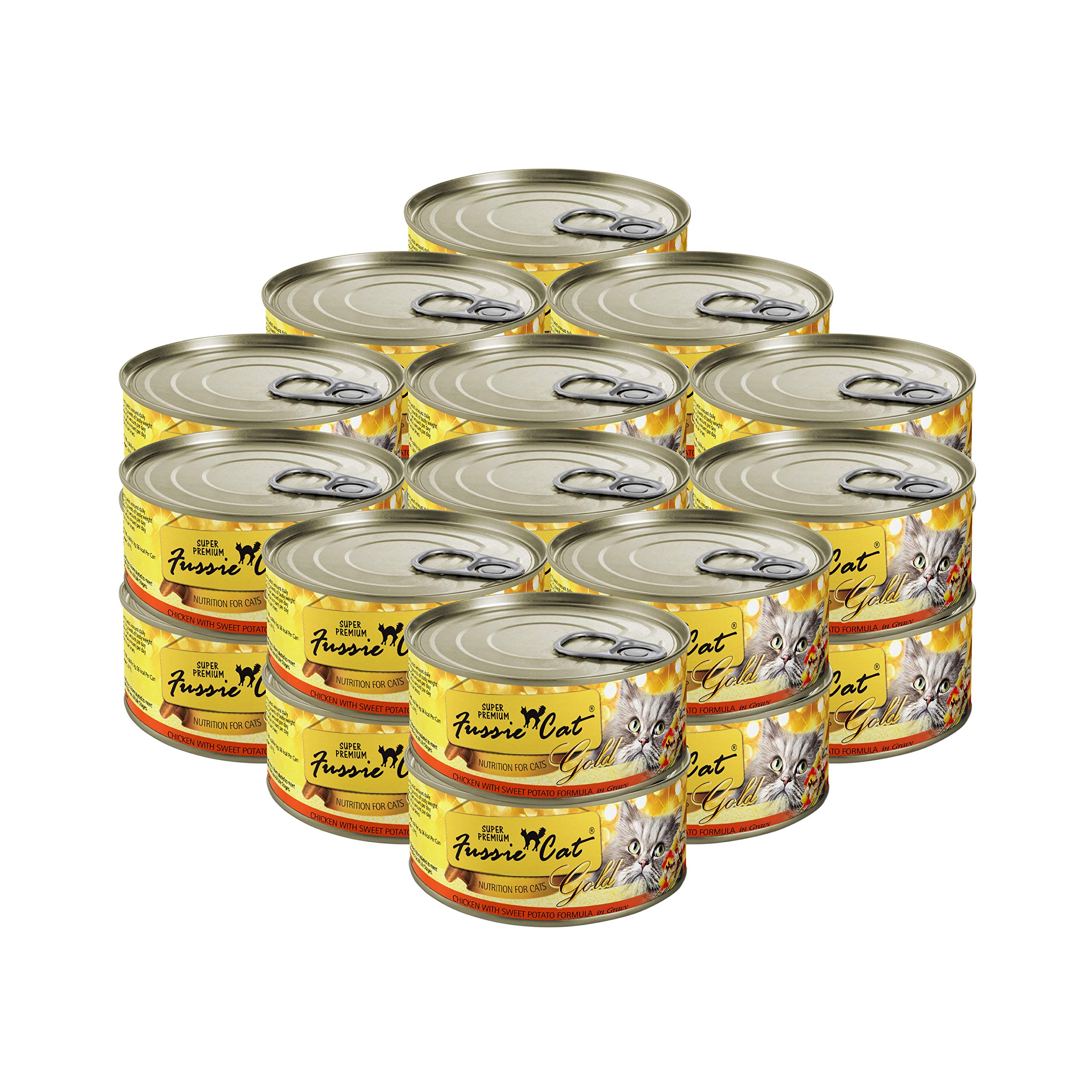 Fussie Cat Super Premium Chicken & Sweet Potato Formula in Gravy Grain-Free Wet Cat Food 2.82oz, case of 24