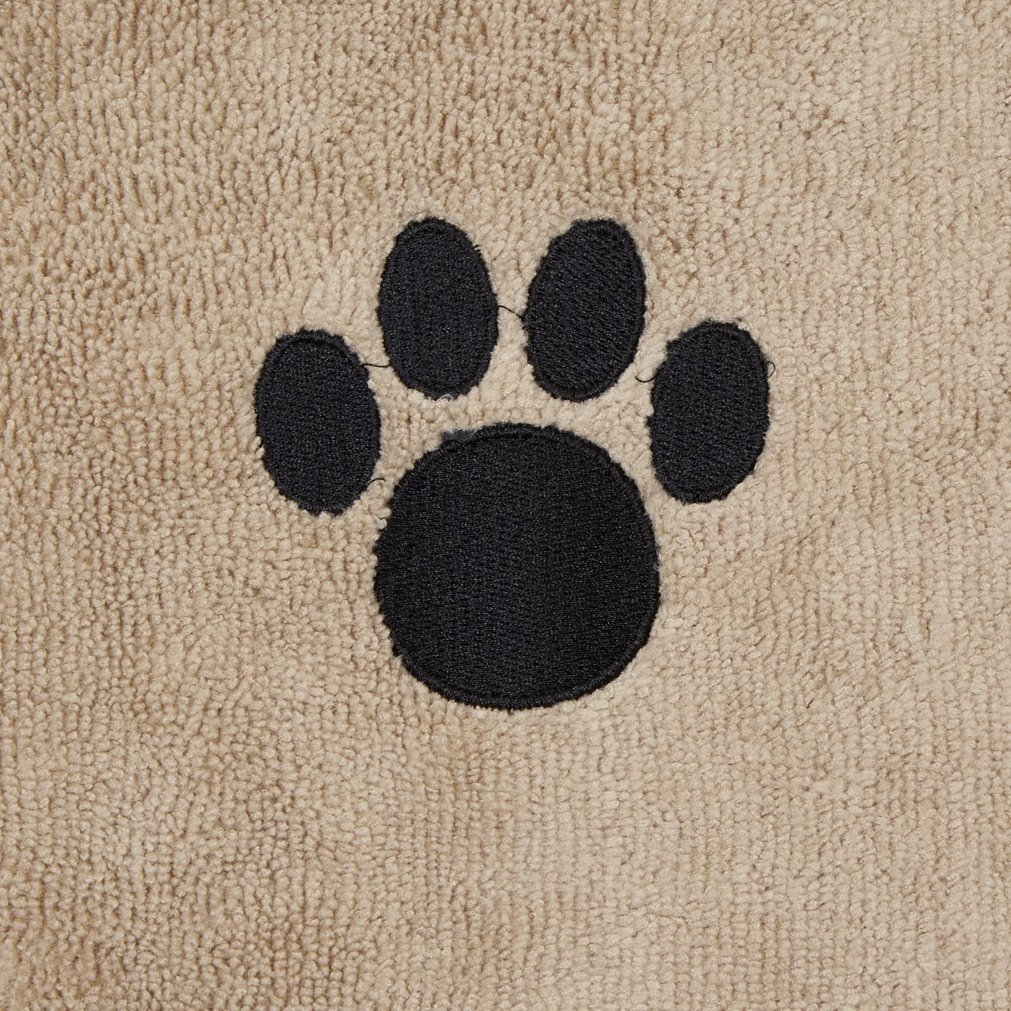 Bone Dry Pet Grooming Towel Collection Absorbent Microfiber Drying Set, 15x30, Embroidered Taupe, 3 Count