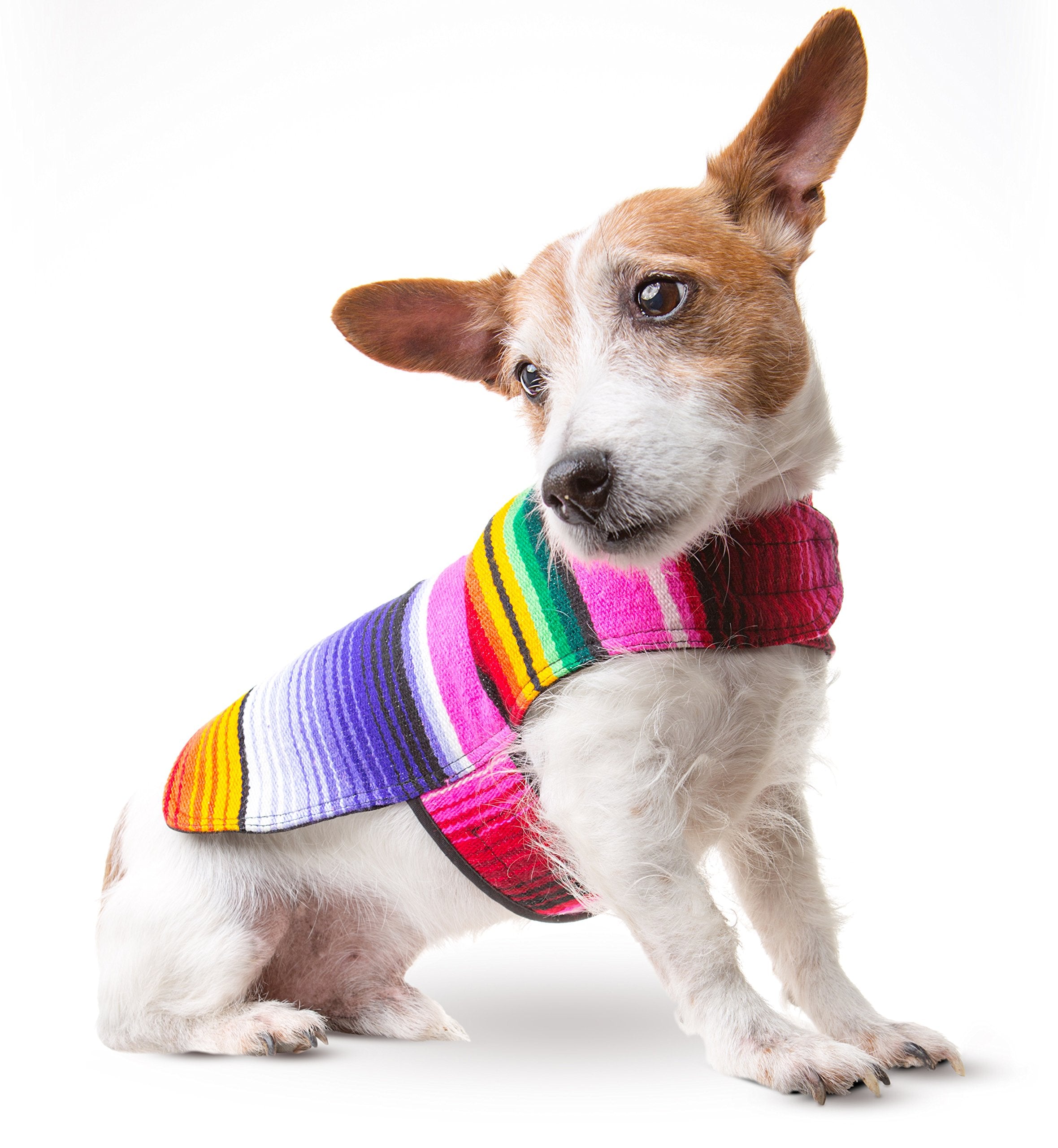 Dog Clothes - Handmade Dog Poncho from Authentic Mexican Blanket by Baja Ponchos (Pink, Small)
