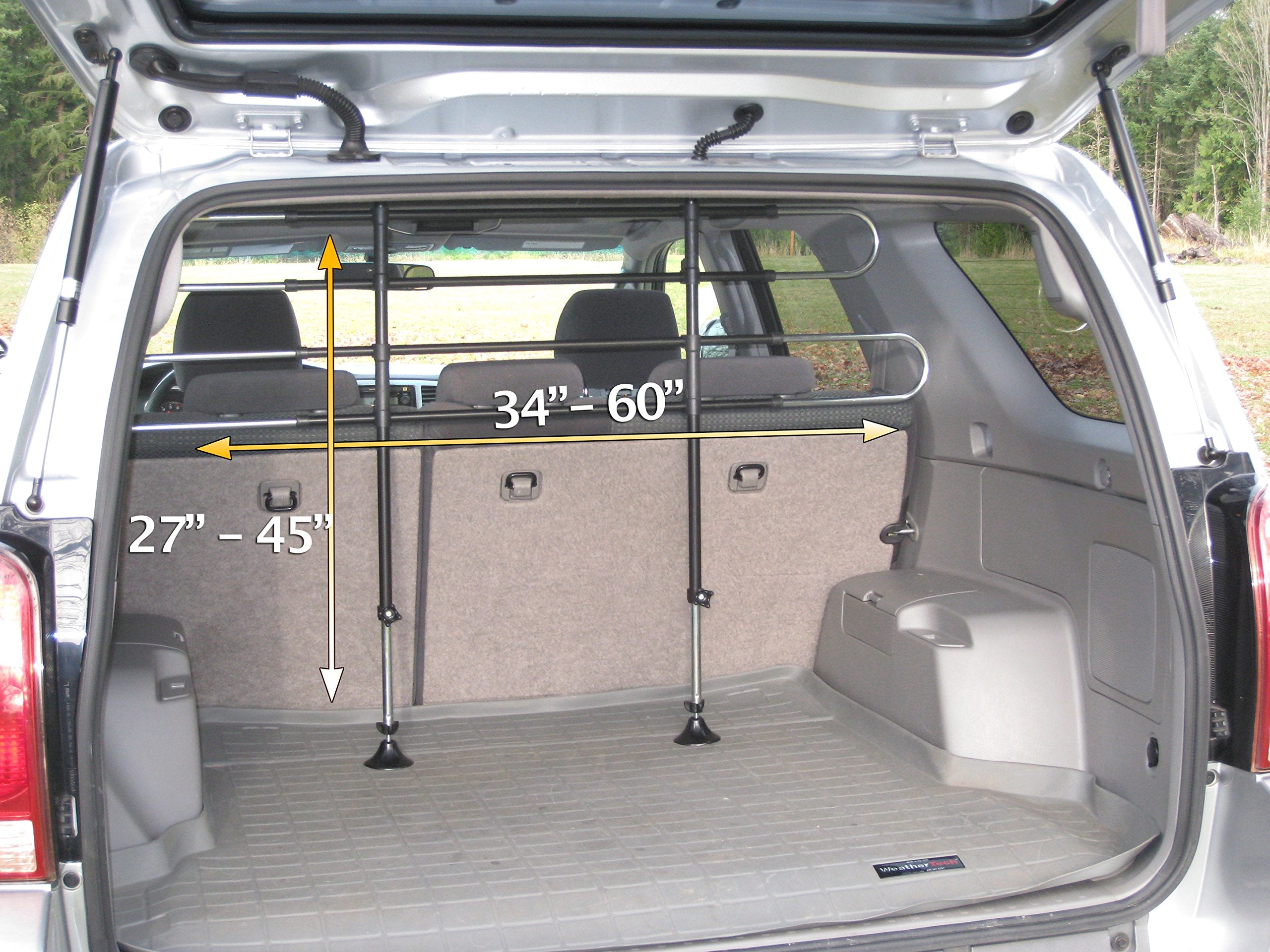 PortablePET Heininger Adjustable Pet Partition Barrier for Vehicles - Expands 34 to 60 Wide, 27 to 45 High - Keeps Dogs Safe, Ca