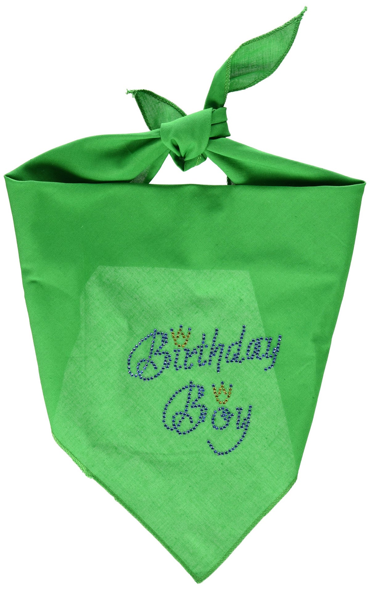 Pet and Dog Bandana Rhinestone, &quot;Birthday Boy&quot; Emerald Green Large