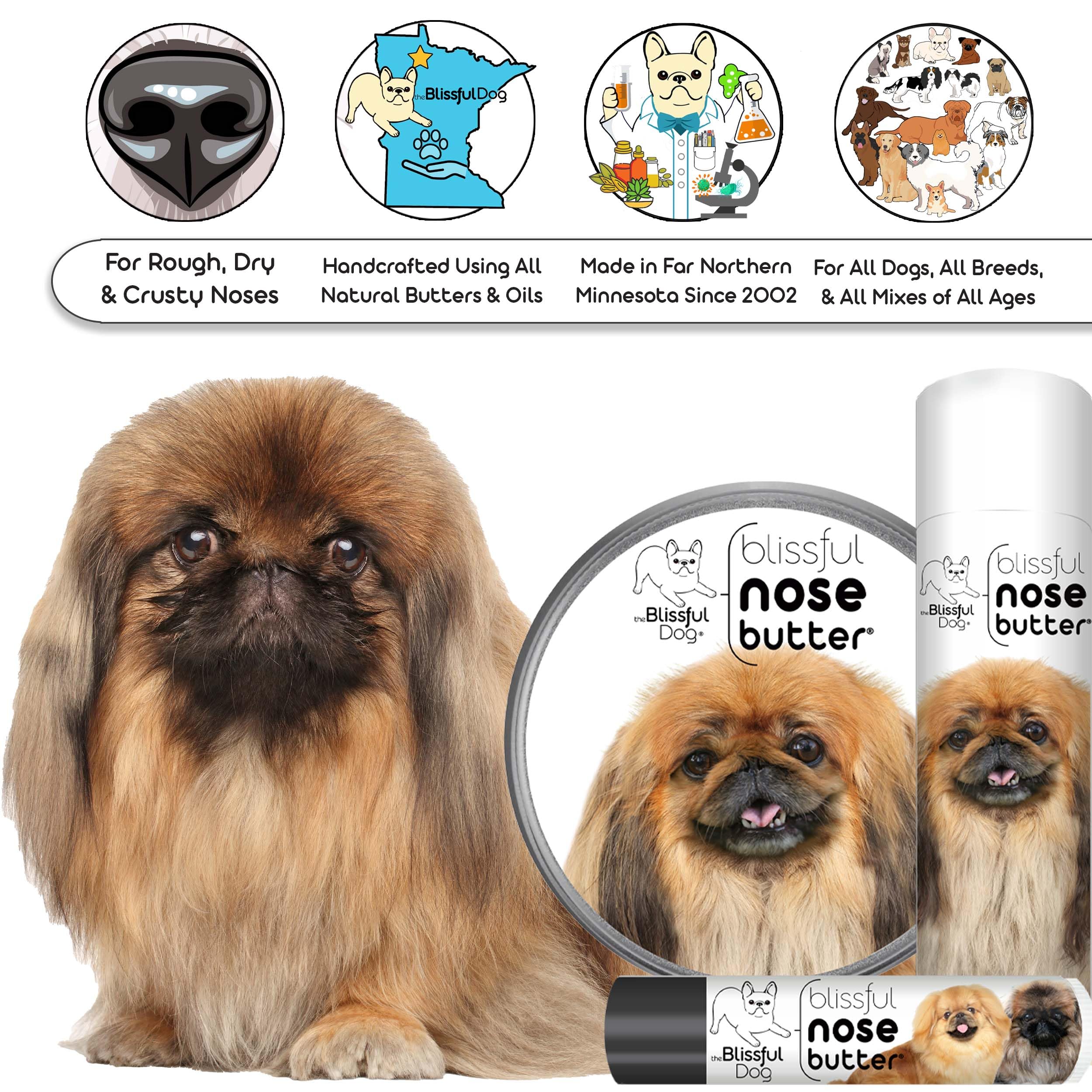 The Blissful Dog Pekingese Unscented Nose Butter - Dog Nose Butter, 8 Ounce