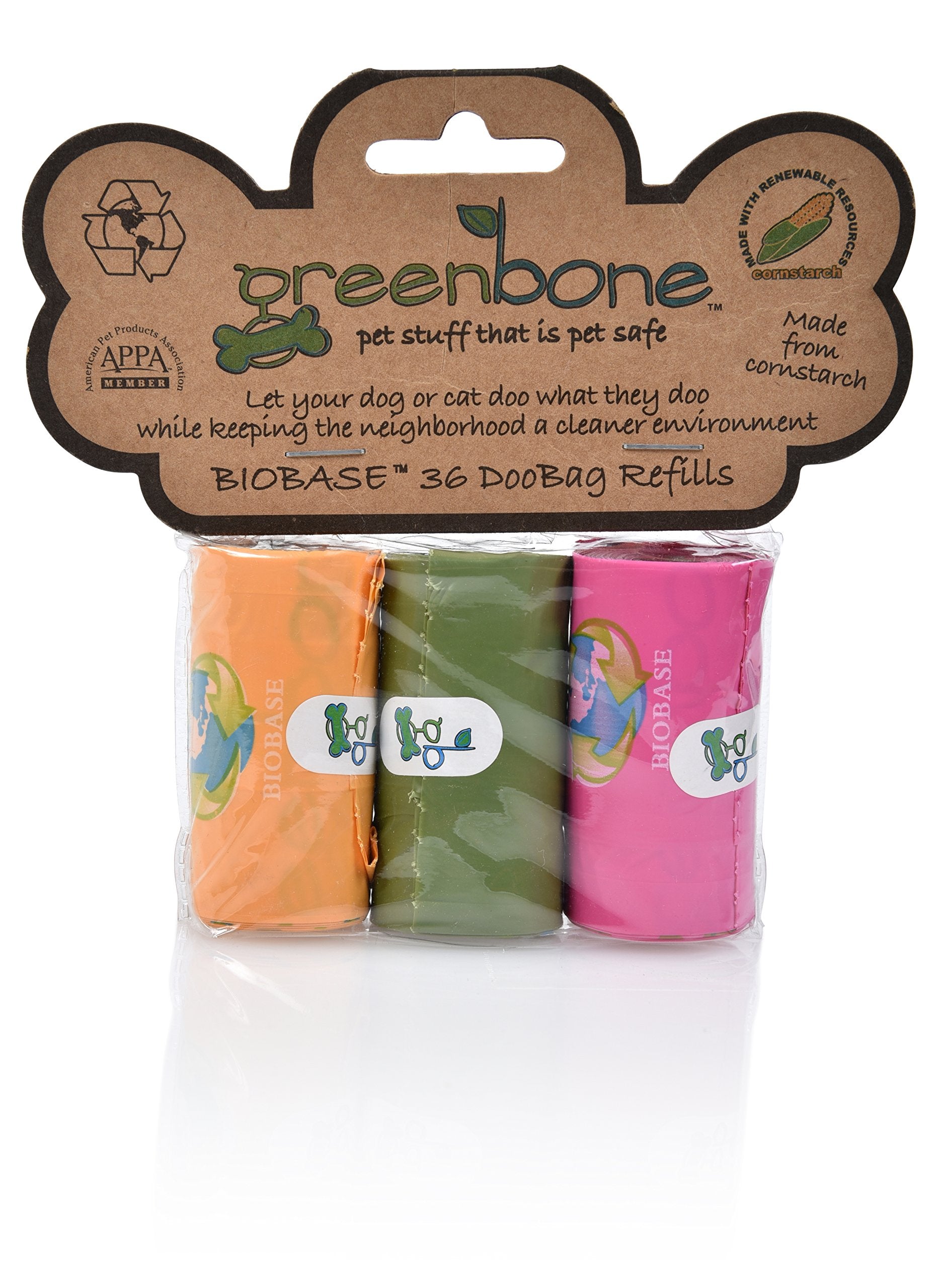 Greenbone Biobase Pet Poop Bags - 3 Rolls, 36 Bags - 13 Inch X 9 Inch