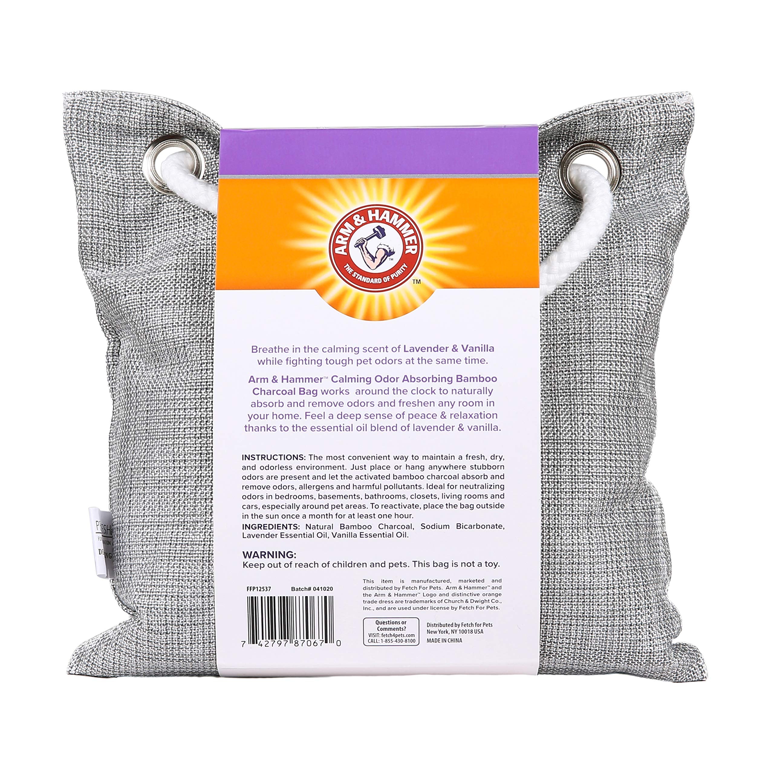 Arm & Hammer For Pets Air Care Calming Bamboo Charcoal Air Purifying Bag In Lavender Vanilla Scent | 17.6 Oz Odor Absorbing Char