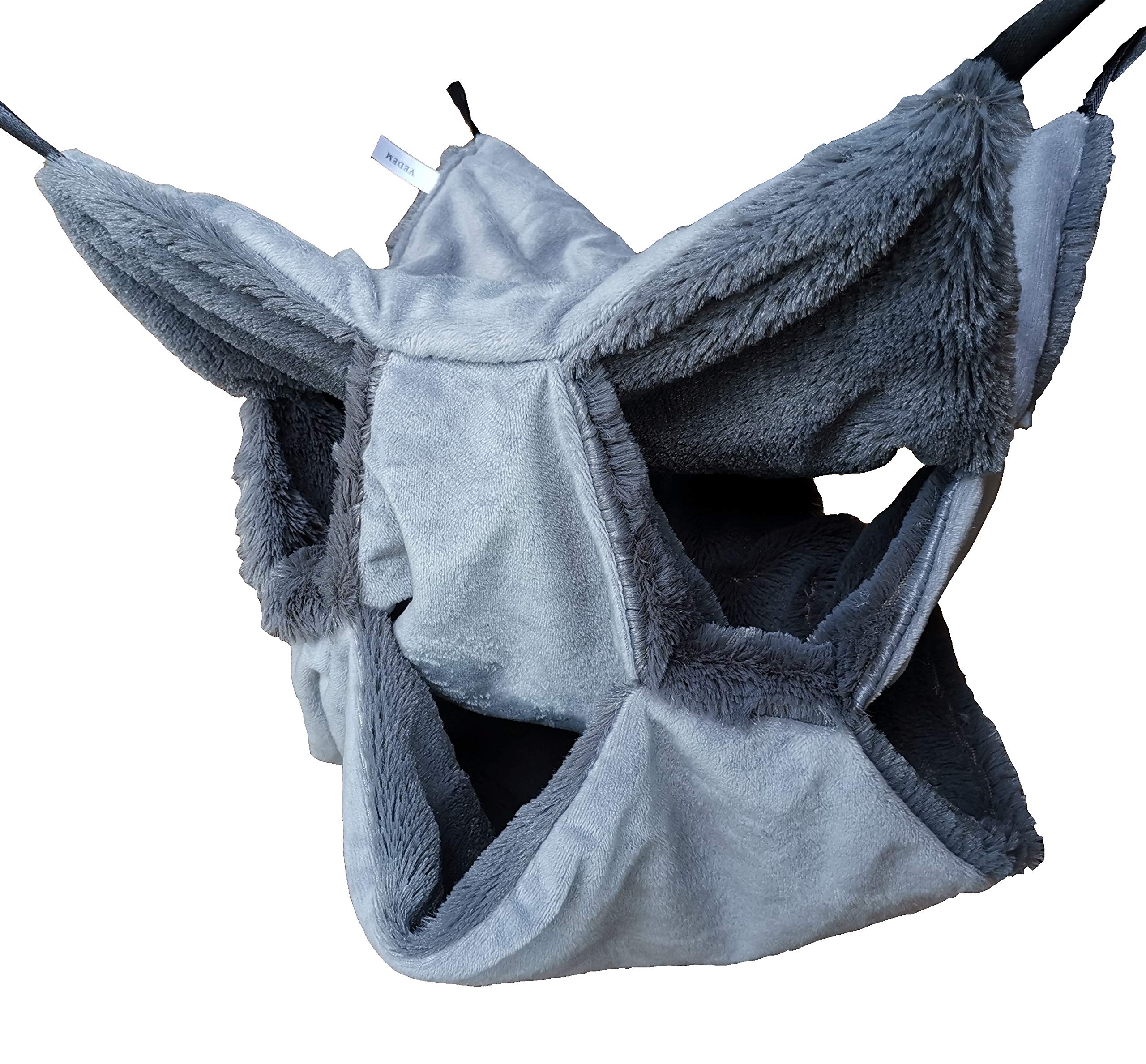 Vedem Small Animals Warm Plush Triple Bunkbed Cage Hanging Hammock Bed Hideout For Sugar Glider Ferret Squirrel (Grey)