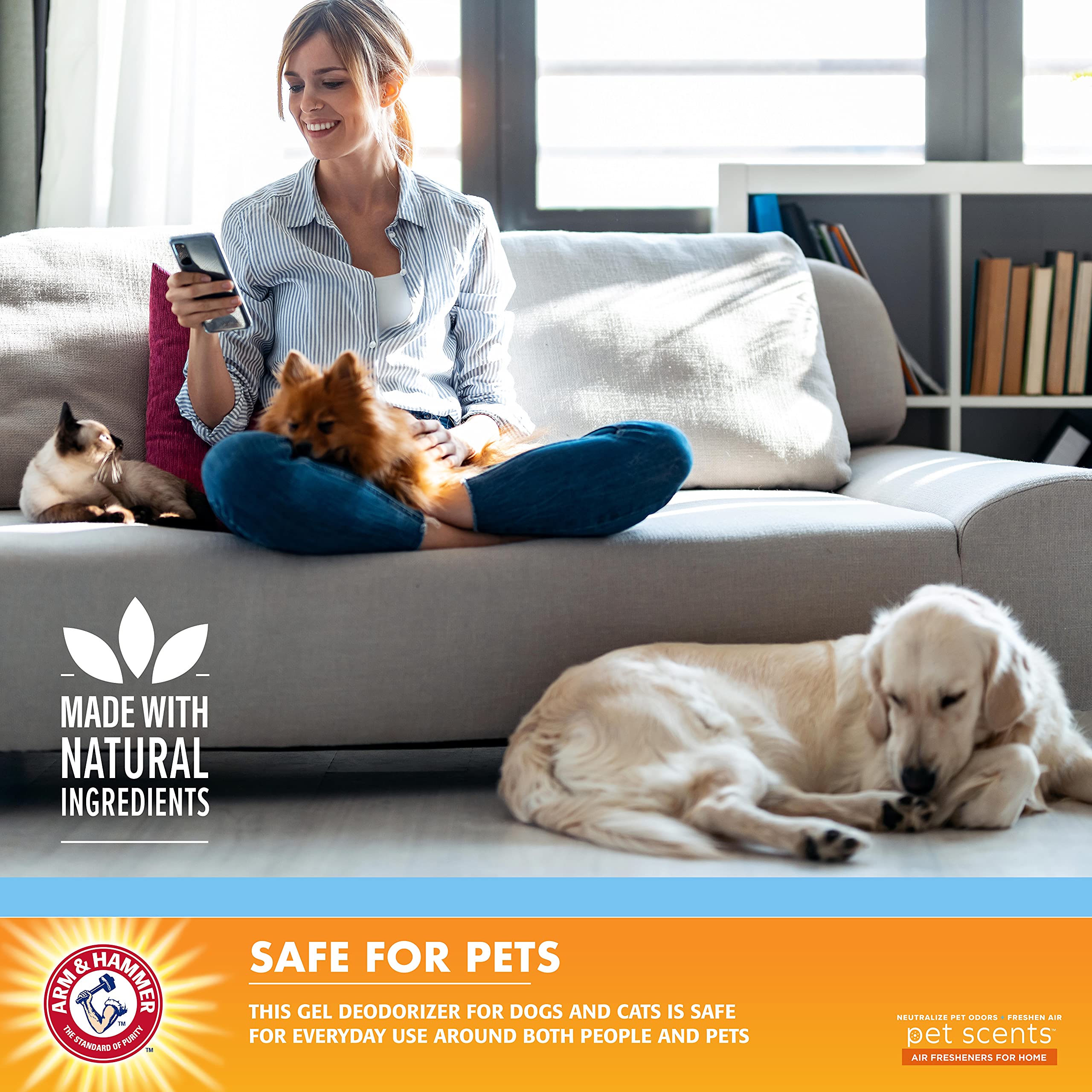 Arm & Hammer For Pets Pet Scents Solid Gel Deodorizer In Fresh Breeze Scent | Room Deodorizer Solution For Homes With Pets, Odor Removing Gel, 15 Ounces