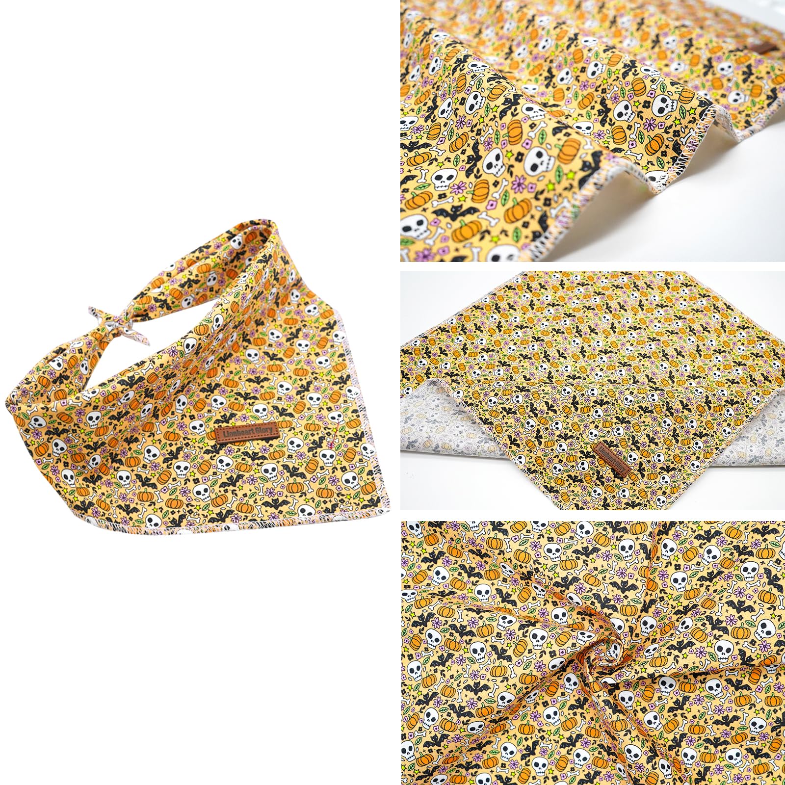 Lionheart Glory Dog Bandana Halloween 1 Pack Washable Soft Dog Scarf, Fall Bib Scarf Boy Girl Bandana Square Adjustable Dog Band