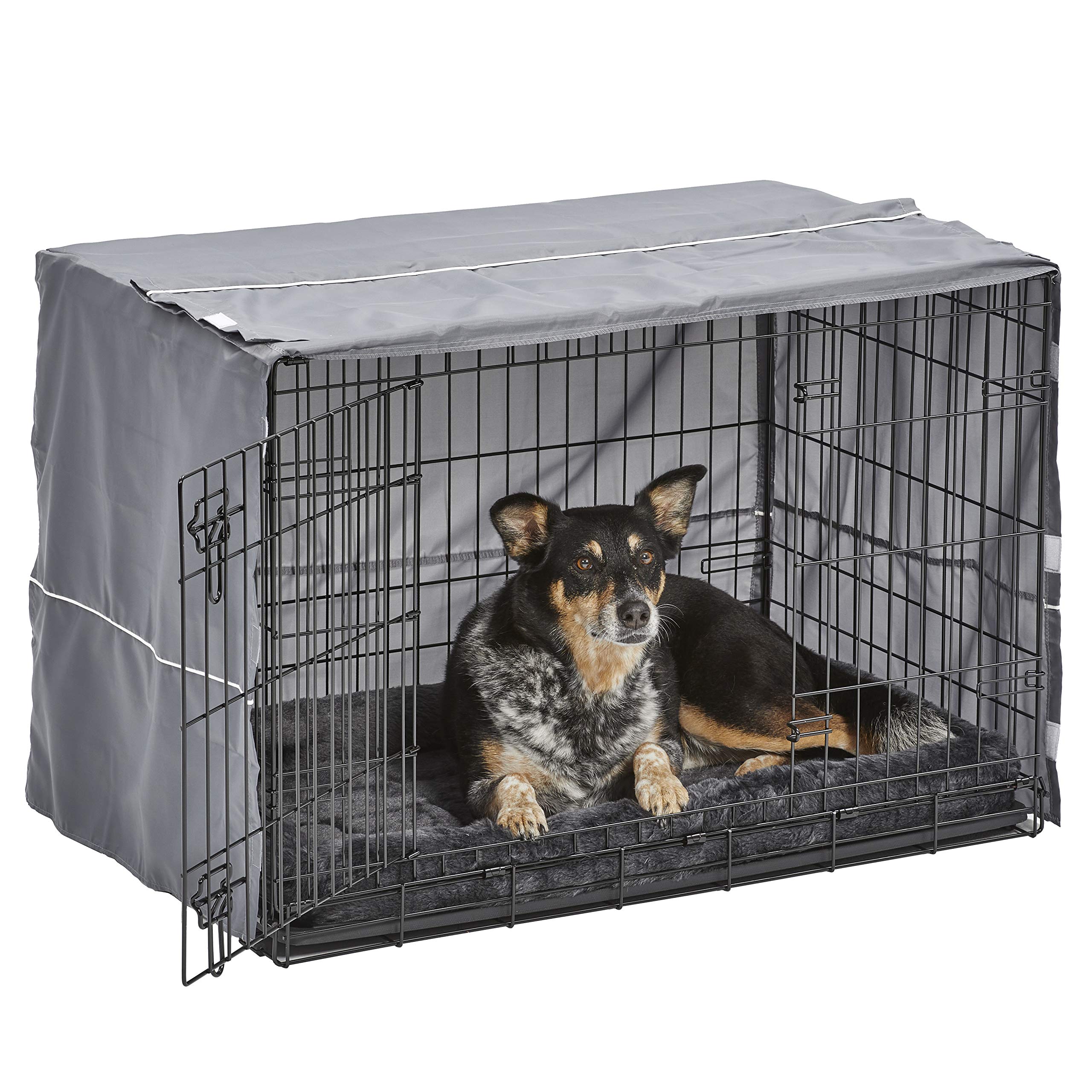 Midwest Homes For Pets New World Double Door Dog Crate Kit Includes One Two-Door Crate, Matching Gray Bed & Gray Crate Cover, 36