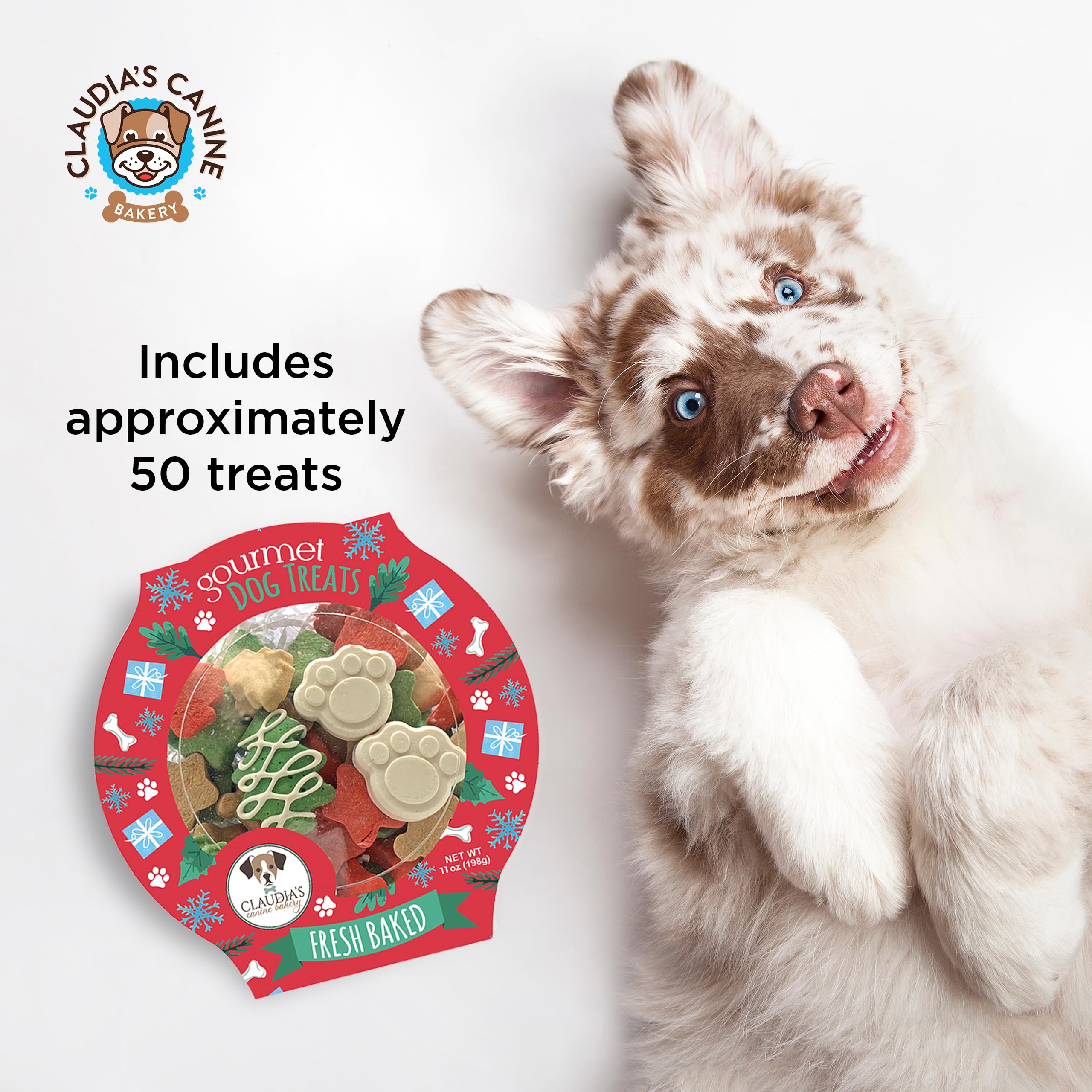 Santa Paws Classic Gourmet Dog Cookies - Vanilla Flavored Christmas Treats for All Breeds and Sizes