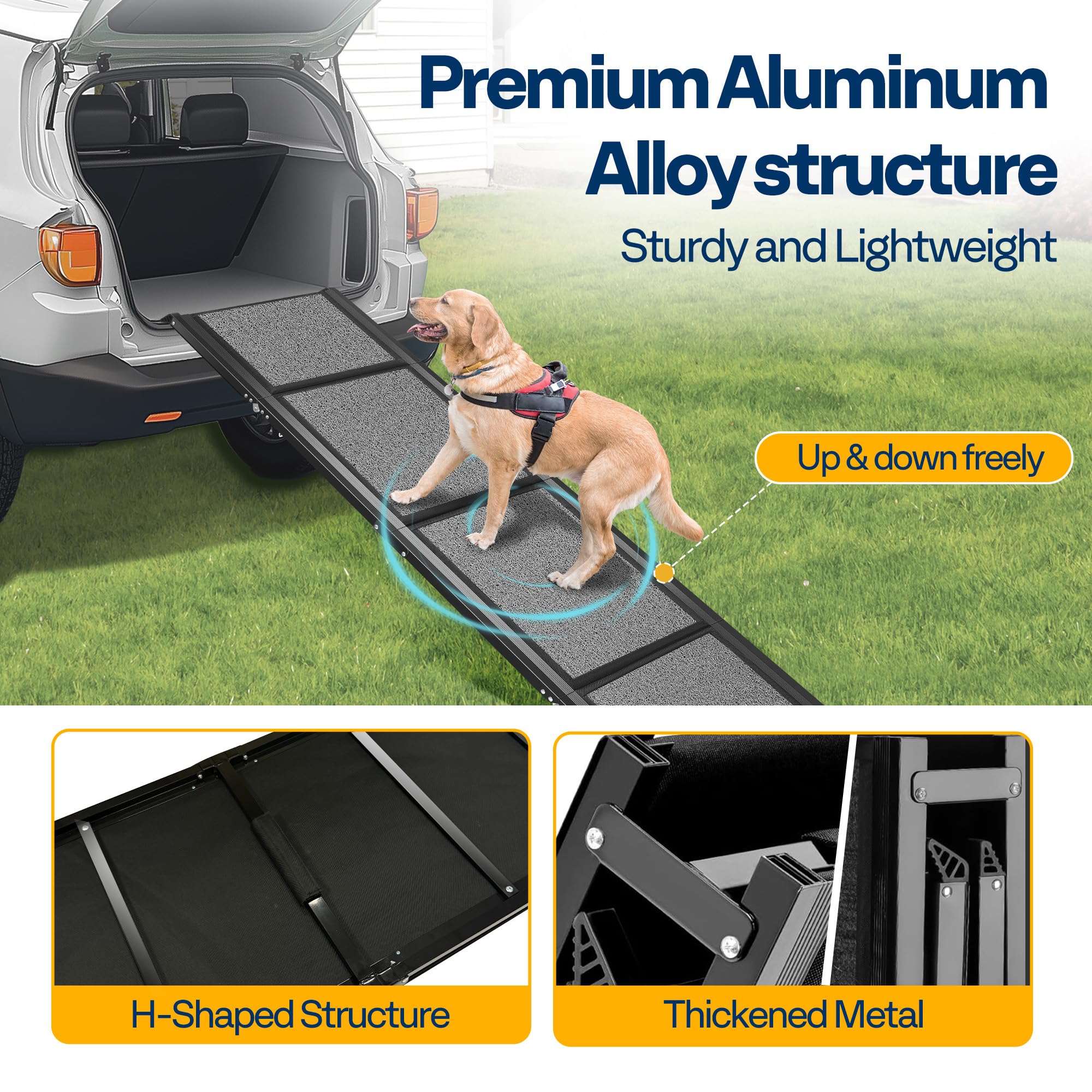 Vivohome Dog Ramp For Car, Stairs, 71'' X 20'' Extra Long & Wide Folding Dog Ramp With Anti-Slip Soft Surface For Medium Or Larg
