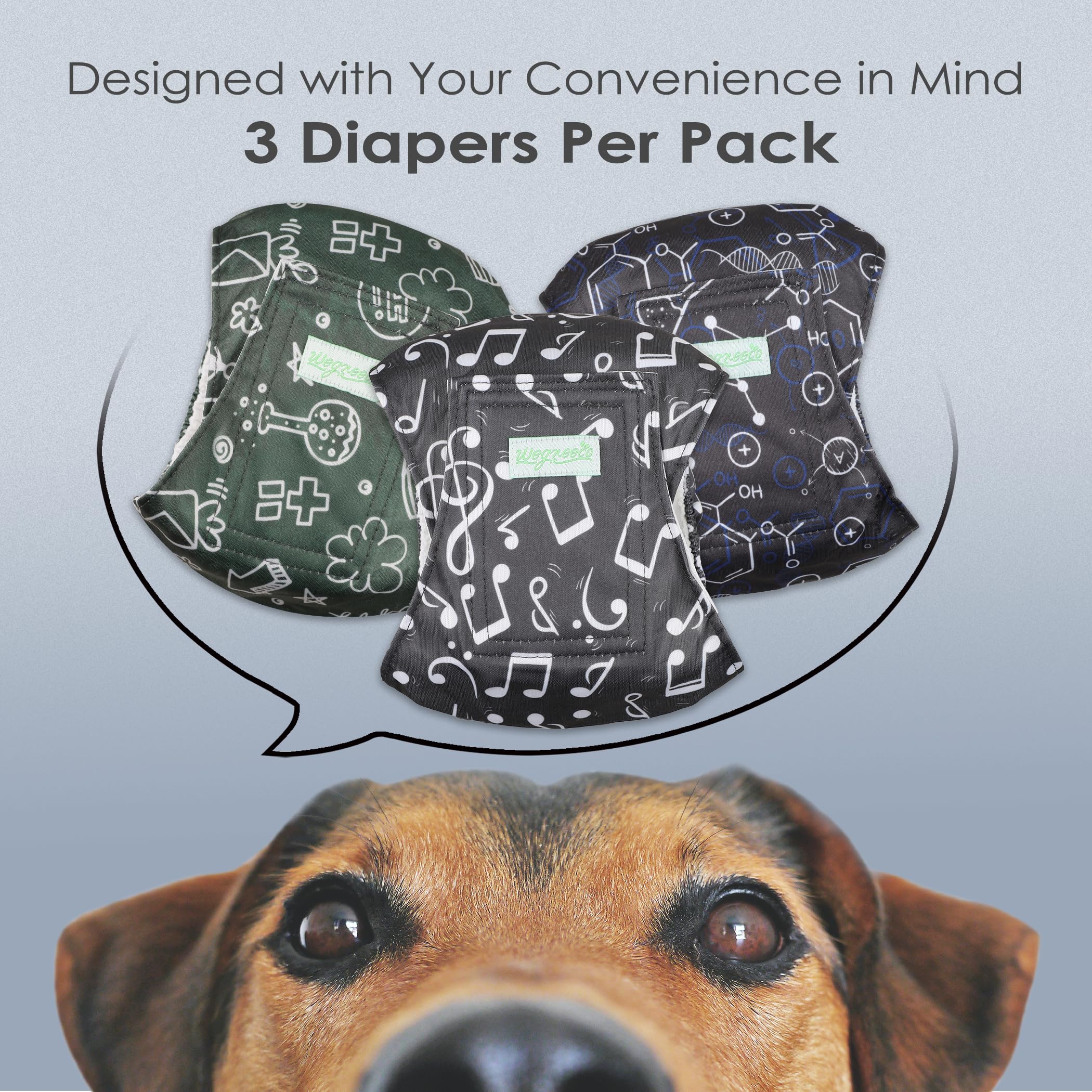 Wegreeco Washable Male Dog Belly Band (Stylish Pattern)- Pack Of 3 - Washable Male Dog Belly Wrap, Dog Diapers Male (Cool Design, X-Large)
