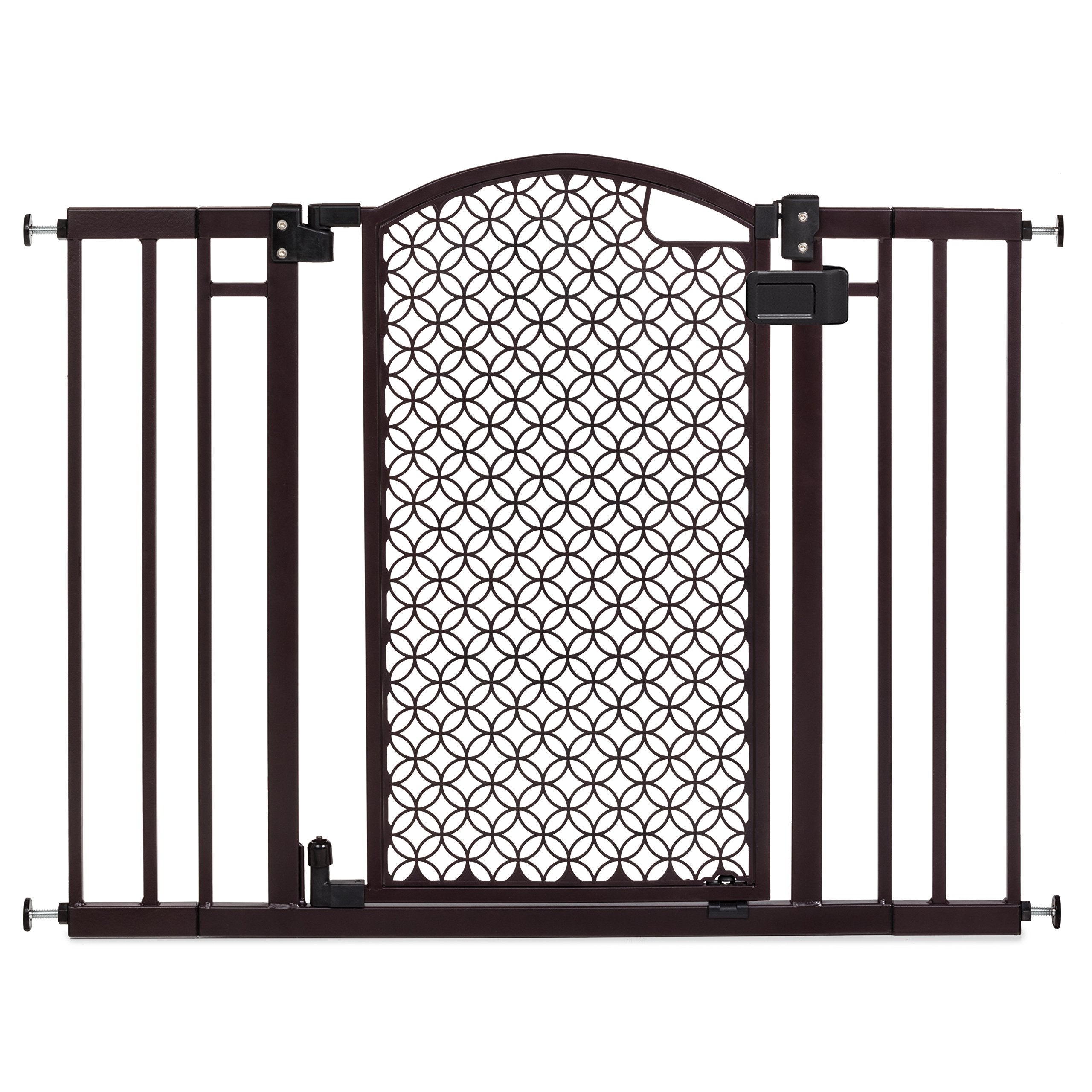 Summer Infant Modern Home Walk-Thru Safety Pet And Baby Gate, 28'-42' Wide, 30' Tall, Pressure Or Hardware Mounted, Install On Wall Or Banister In Doorway Or Stairway, Auto Close Door - Espresso