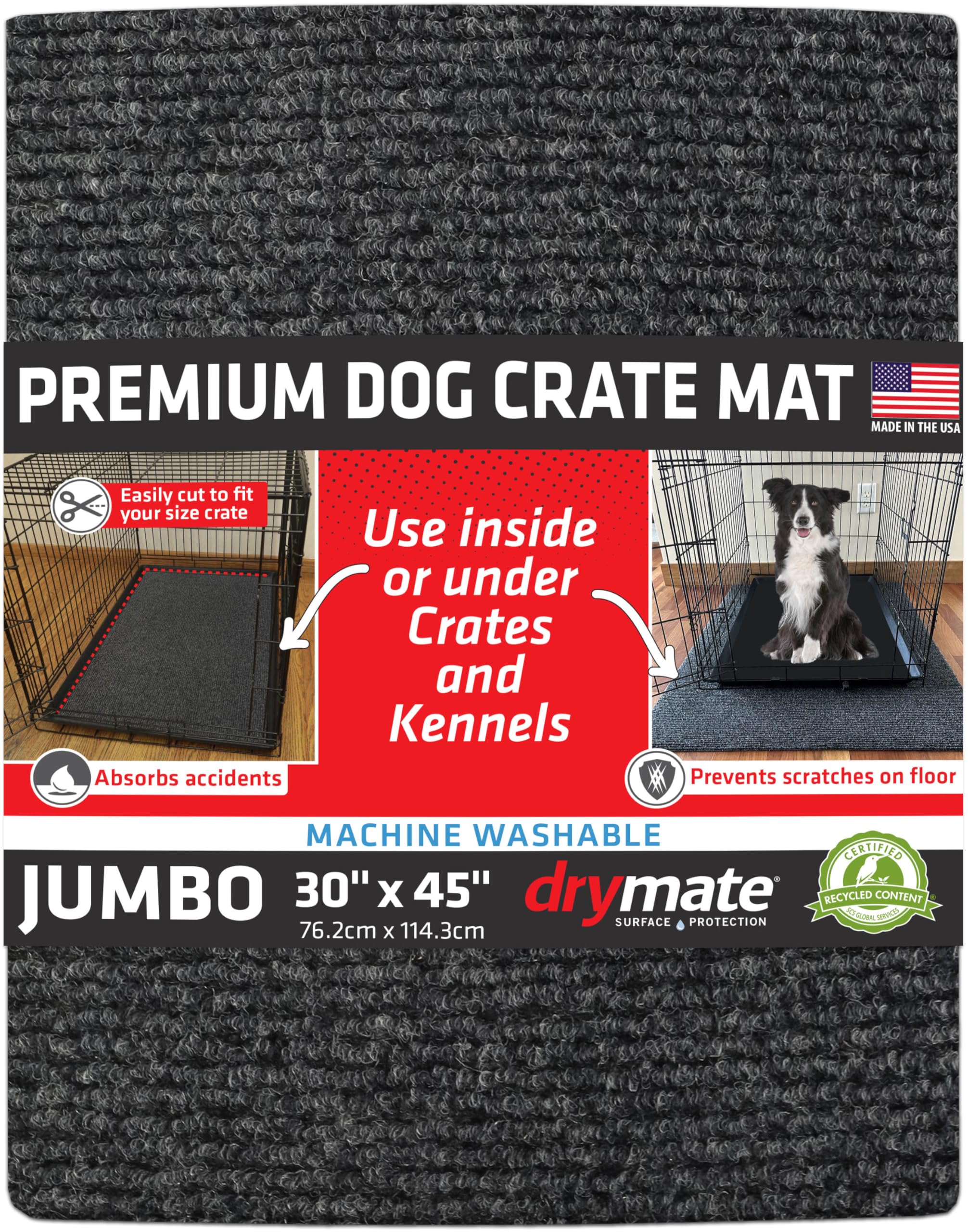 Drymate Premium Dog Crate Mat Liner, Absorbent, Waterproof, Non-Slip, Washable Puppy Pee Pad For Kennel Training - Use Under Pet
