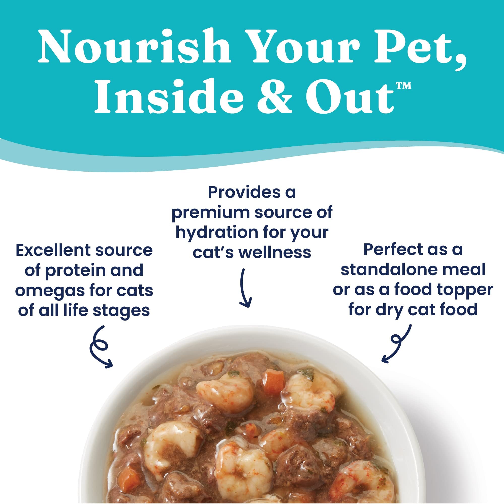 Solid Gold Wet Cat Food Shreds in Gravy - Canned Cat Food Made w/Real Tuna & Shrimp - Five Oceans Grain Free 16ct/6oz Can