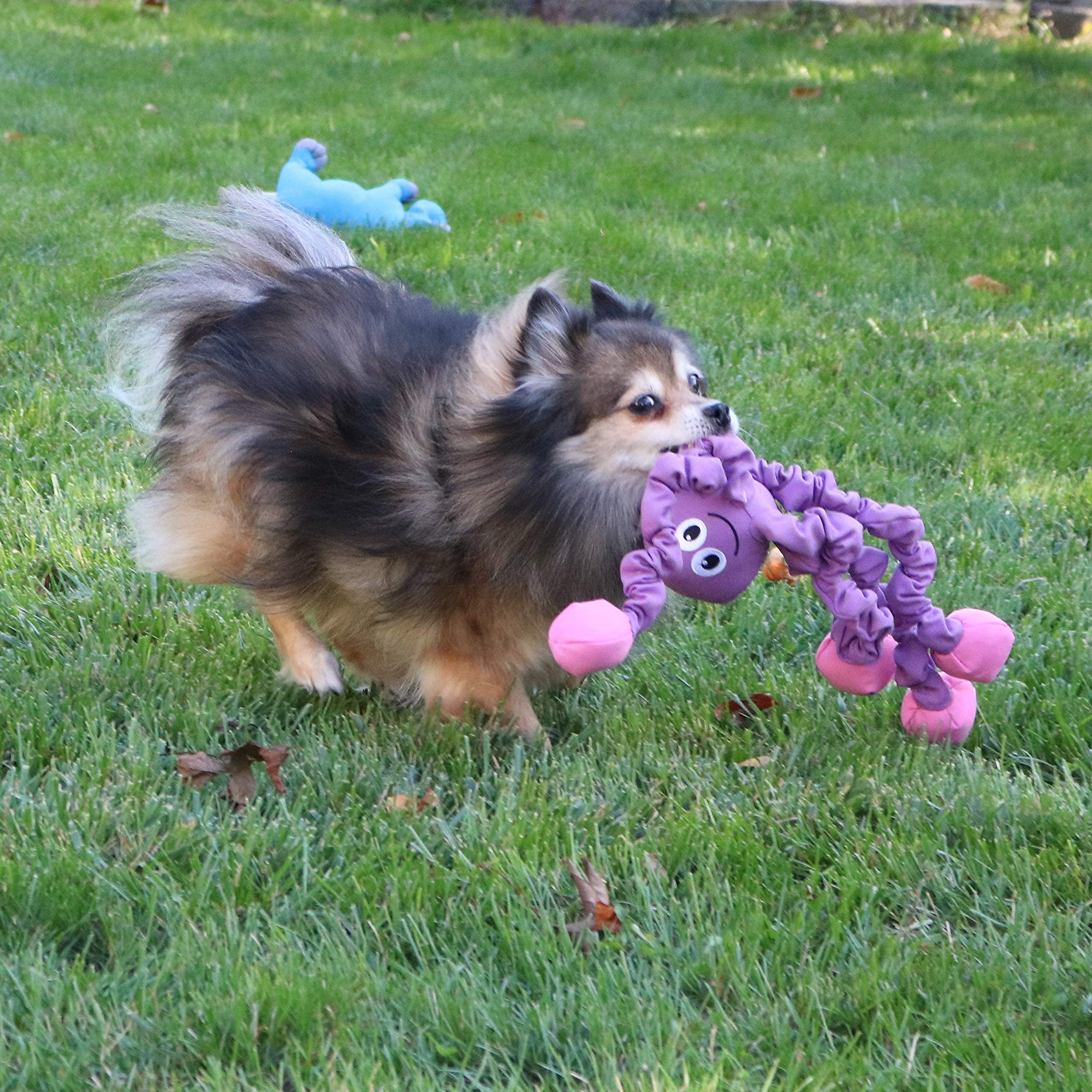 Smartpetlove Snuggle Puppy Tender-Tuffs Tug - Extra Large Stretchy Purple Octopus Tough Dog Toy - Great For Fetch And Durable For Tug Of War
