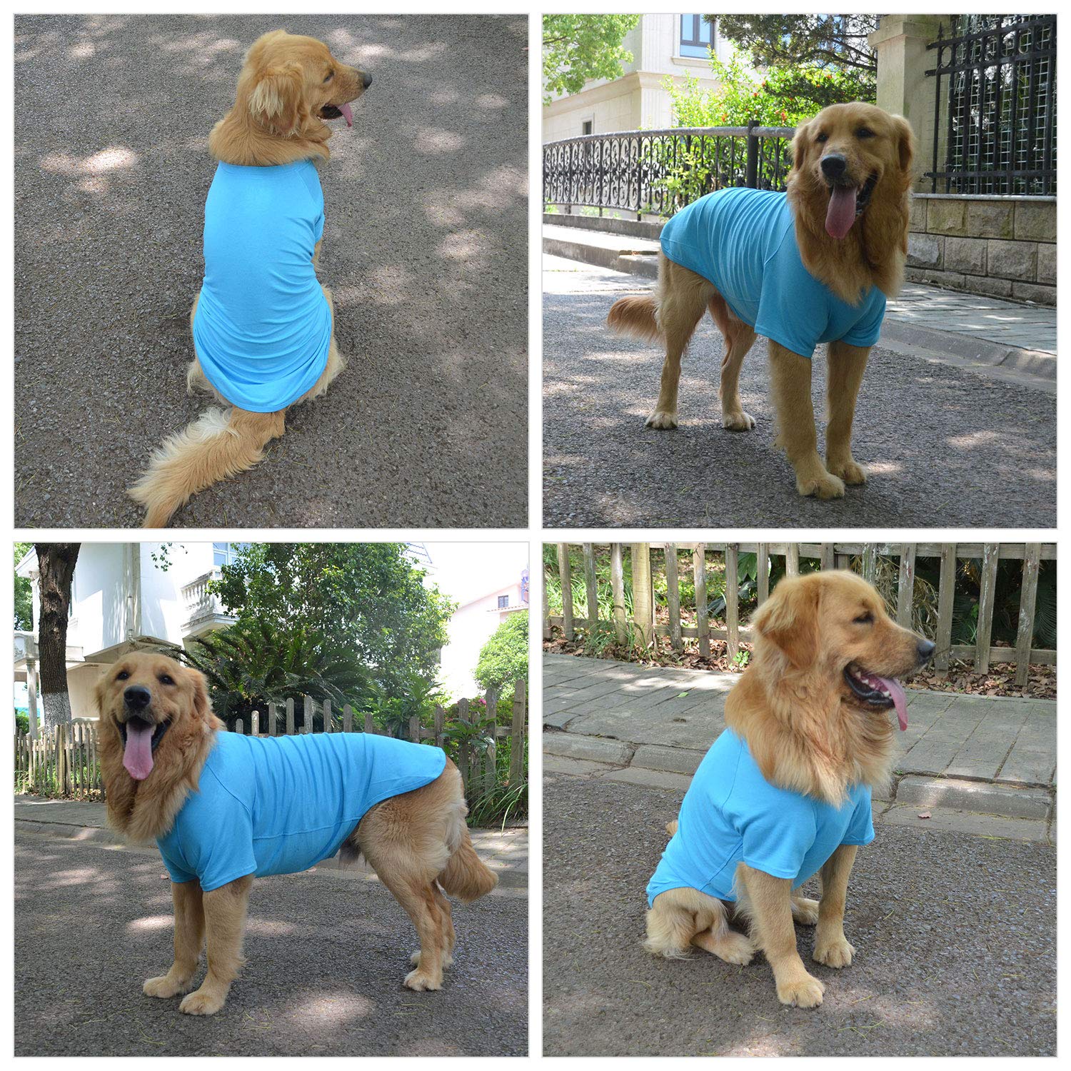 Lovelonglong Pet Clothing Dog Costumes Basic Blank T-Shirt Tee Shirts For Medium Dogs Lake-Blue Xxl