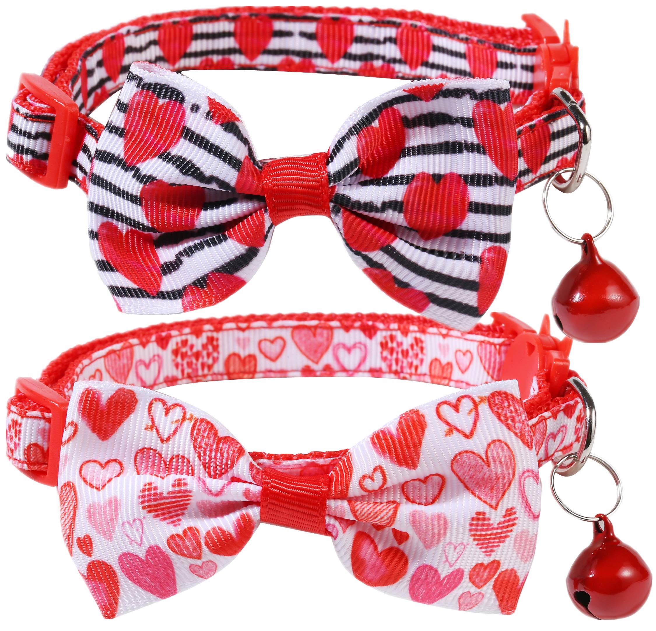 Boombone 2 Pack Valentines Cat Collar,Puppy Collar With Bell