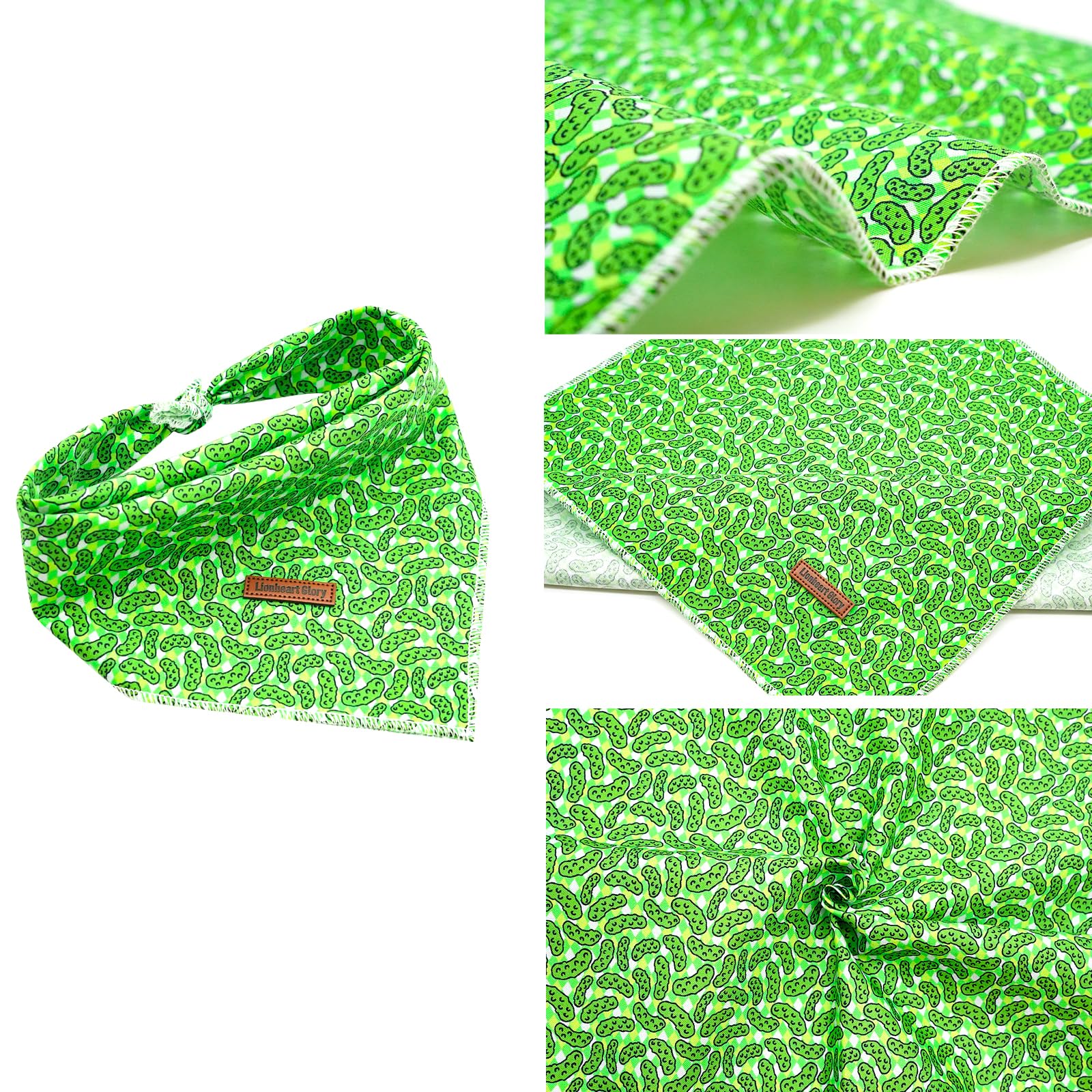 Lionheart Glory Green Cucumber Dog Bandana - Soft Washable Square Adjustable Dog & Cat Scarf, 1 Pack