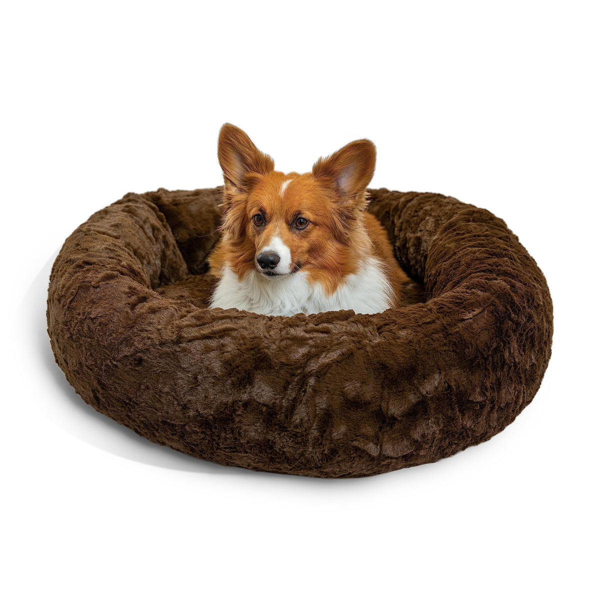 Best Friends By Sheri The Original Calming Donut Dog And Cat Bed In Lux Fur, Dark Brown, Medium, 30X30