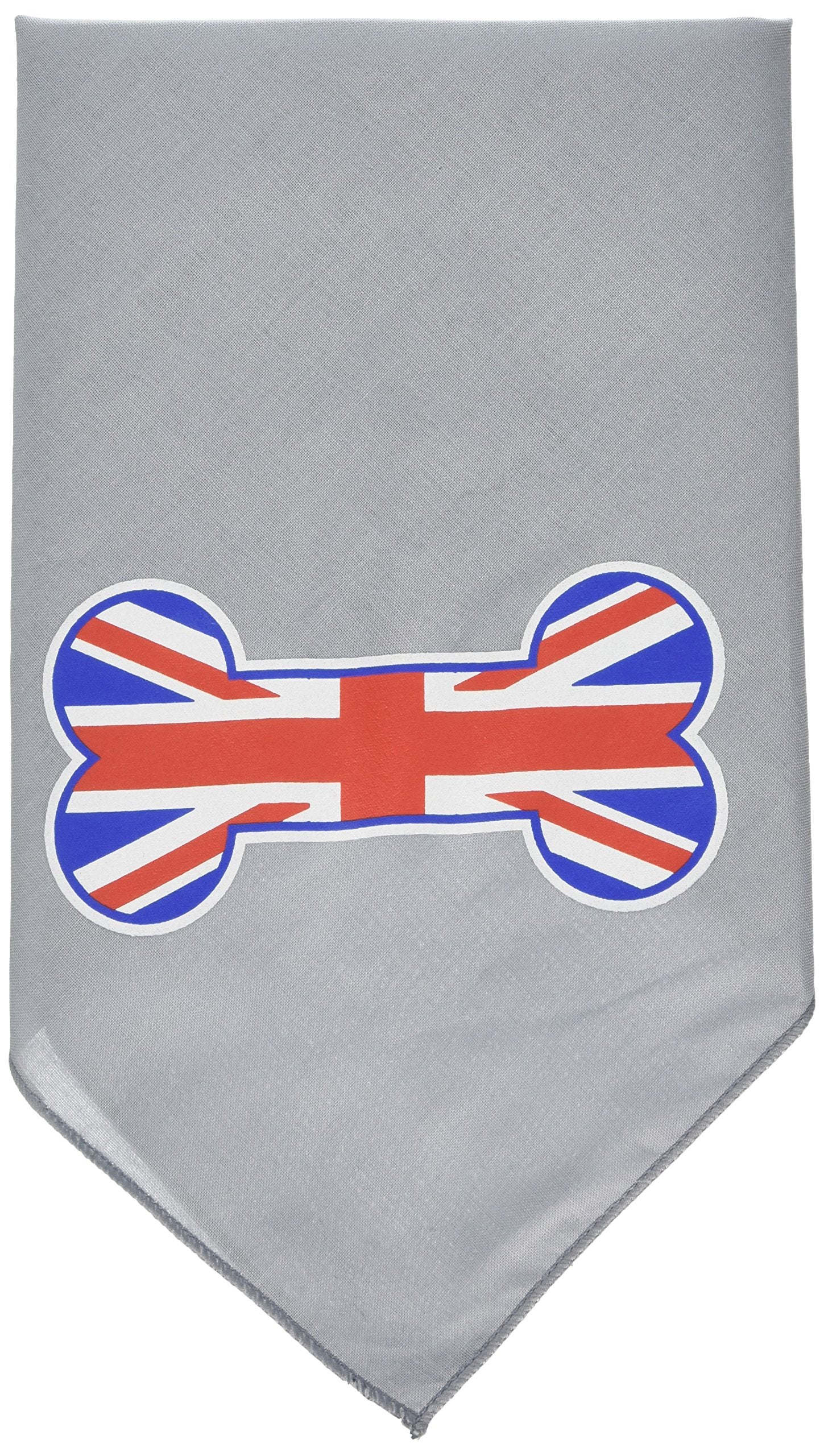 Pet and Dog Bandana Screen Printed, &quot;Bone Shaped UK Flag&quot; Grey Small