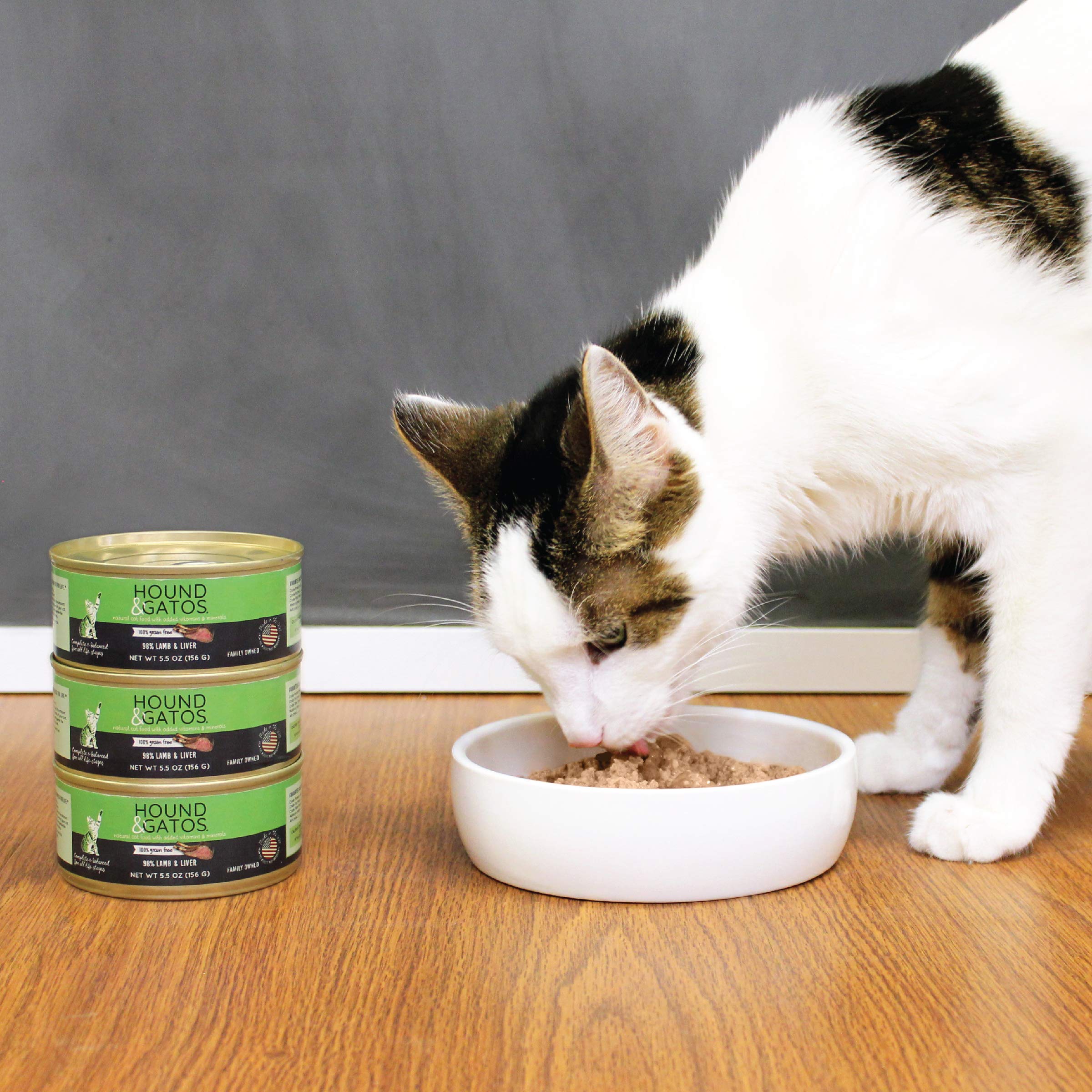 Hound & Gatos Wet Cat Food, 98% Lamb & Liver, Grain Free Pate Cat Food, Real Meat, High Protein, Limited Ingredients, No Additiv