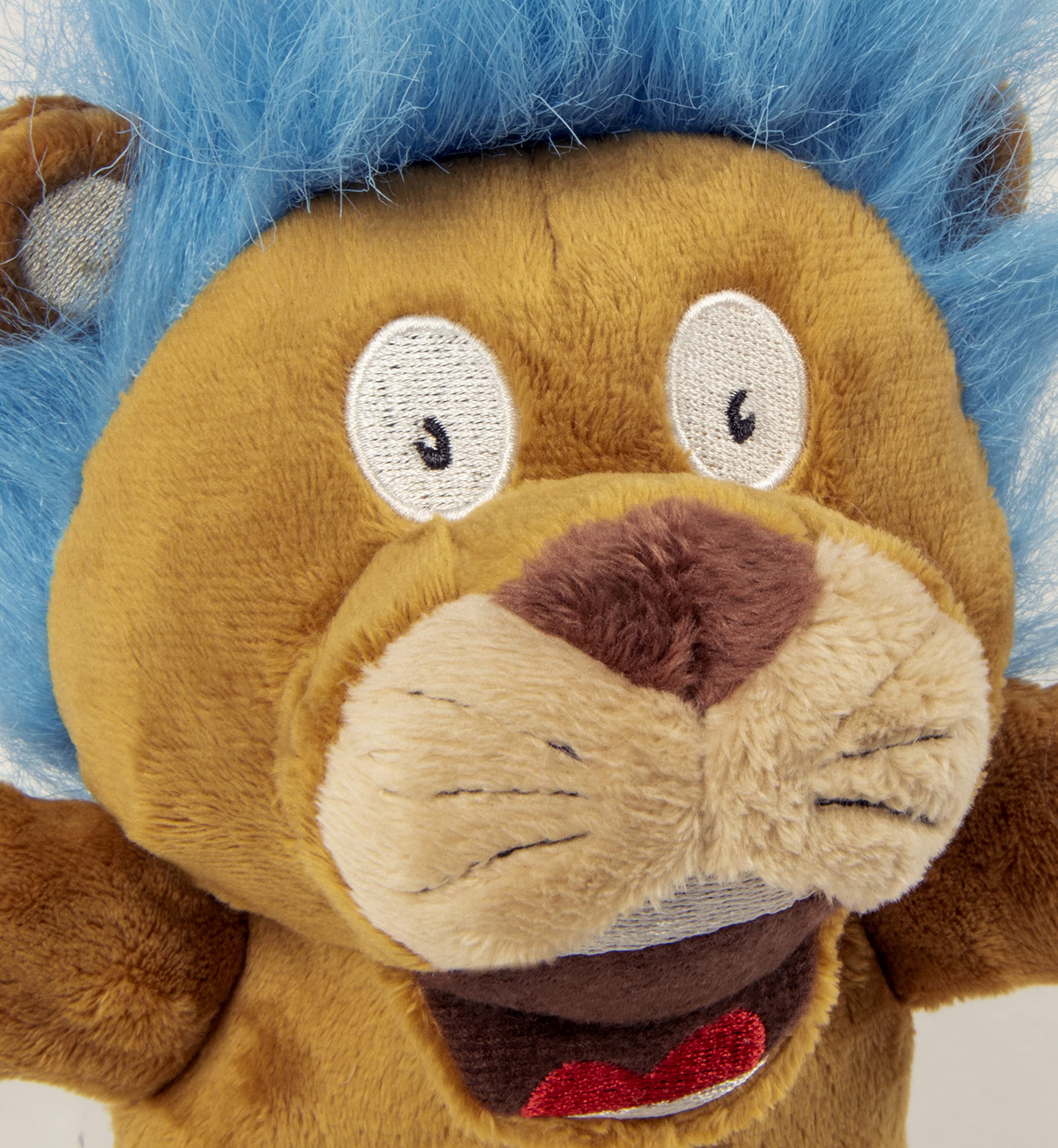 Godog Crazy Hairs Lion Silent Squeak Plush Dog Toy, Chew Guard Technology - Tan, Large