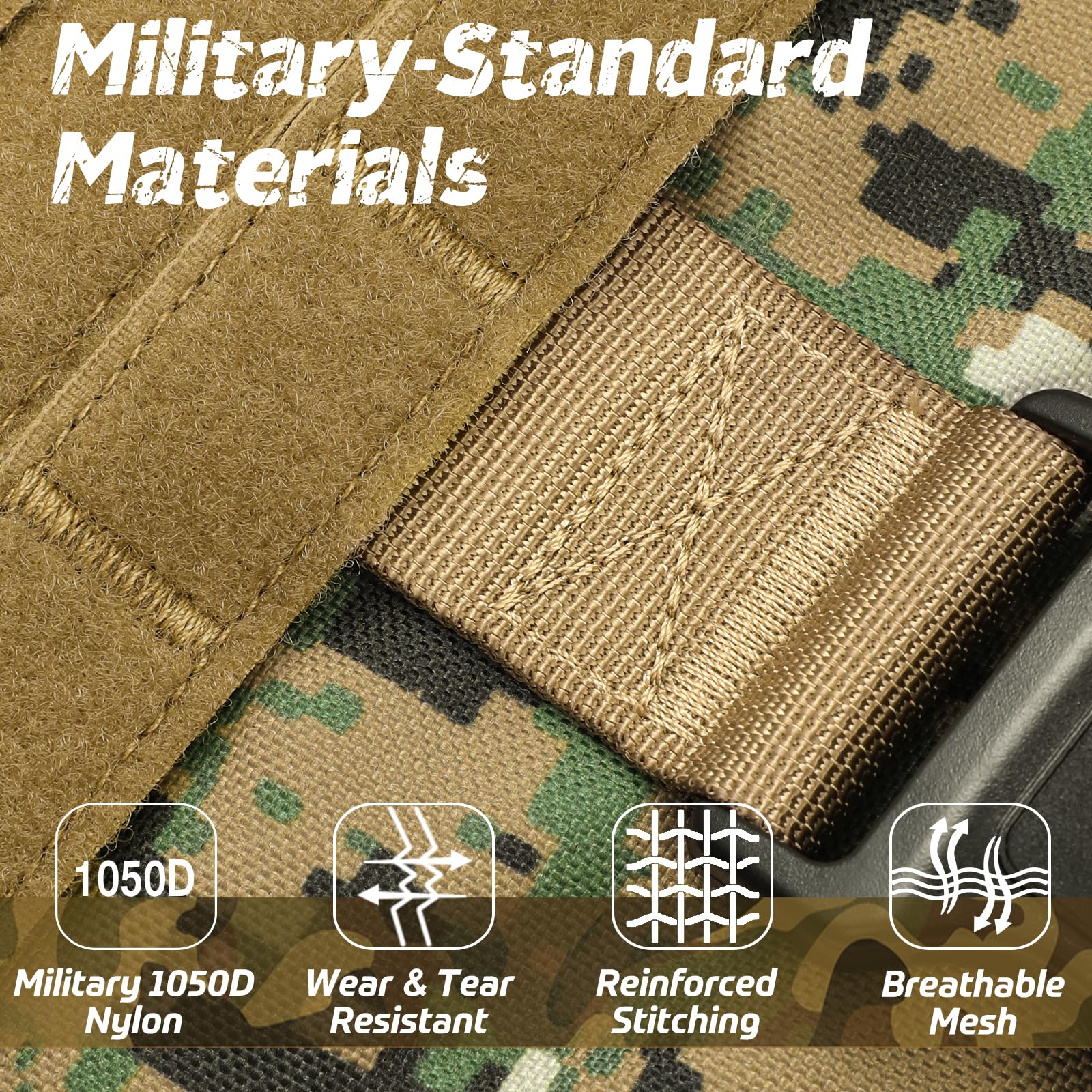 Rabbitgoo Tactical Dog Harness For Large Dogs, Heavy Duty Dog Harness With Handle, No-Pull Service Dog Large Breed, Adjustable M