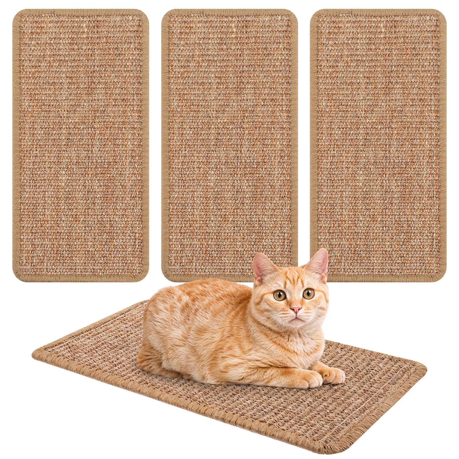 4 Pcs Cat Scratcher Mat Sisal Cat Scratching Pad Scratch Mat For Cat With Adhesive Loop Tape Cat Scratch Pad Rug For Protect Wal