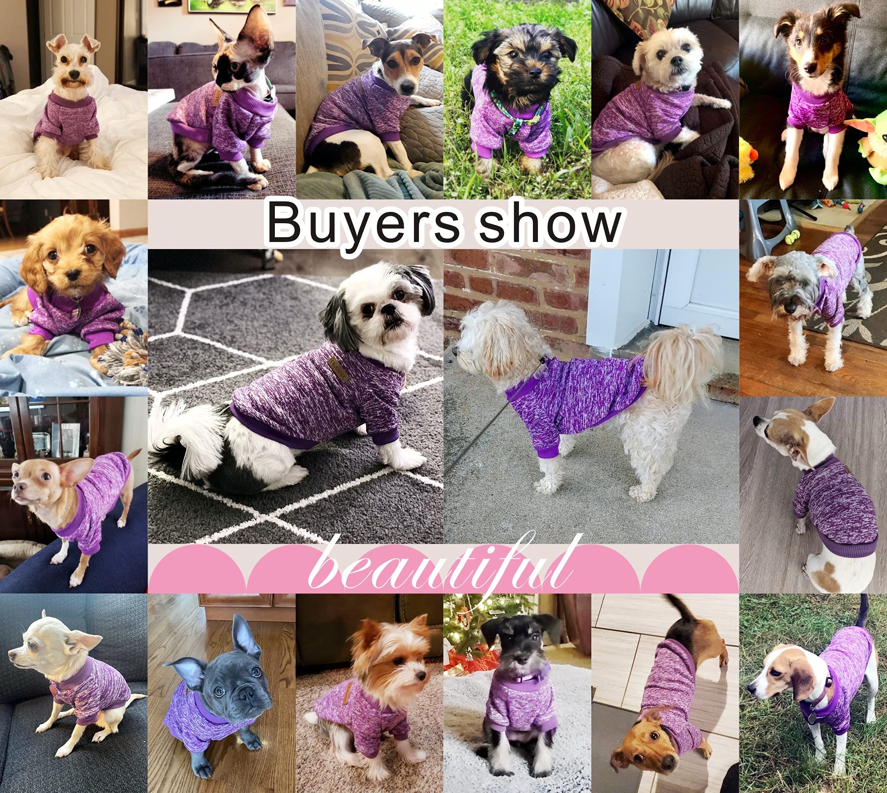 Jecikelon Pet Dog Clothes Dog Sweater Soft Thickening Warm Pup Dogs Shirt Winter Puppy Sweater For Dogs (Purple, S)