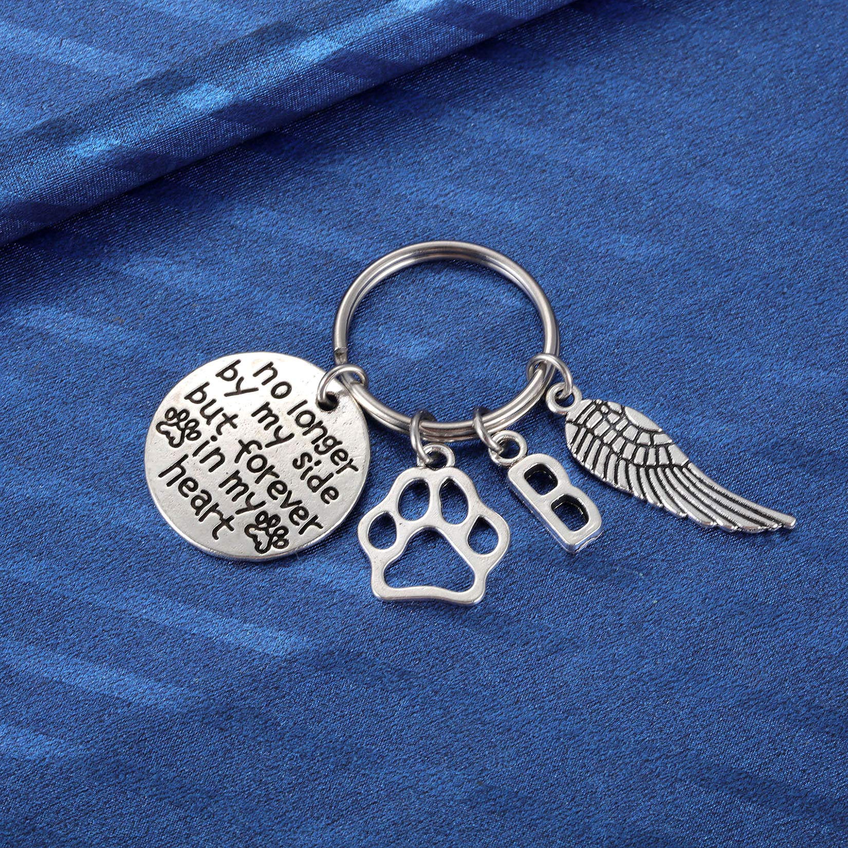 Dog And Cat Memorial Keychain Initial B Paw Prints Sympathy Keyring For Pet Loss Remembrance Gift For A Grieving Pet Owner Little Keepsake For Doggy Puppy Kitty
