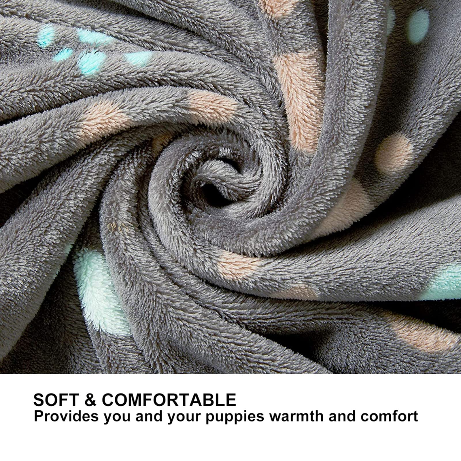 1 Pack 3 Puppy Blankets Super Soft Warm Sleep Mat Grey PAW Print Blanket Fleece Pet Blanket Dog Blankets for Small Dogs Puppy Do