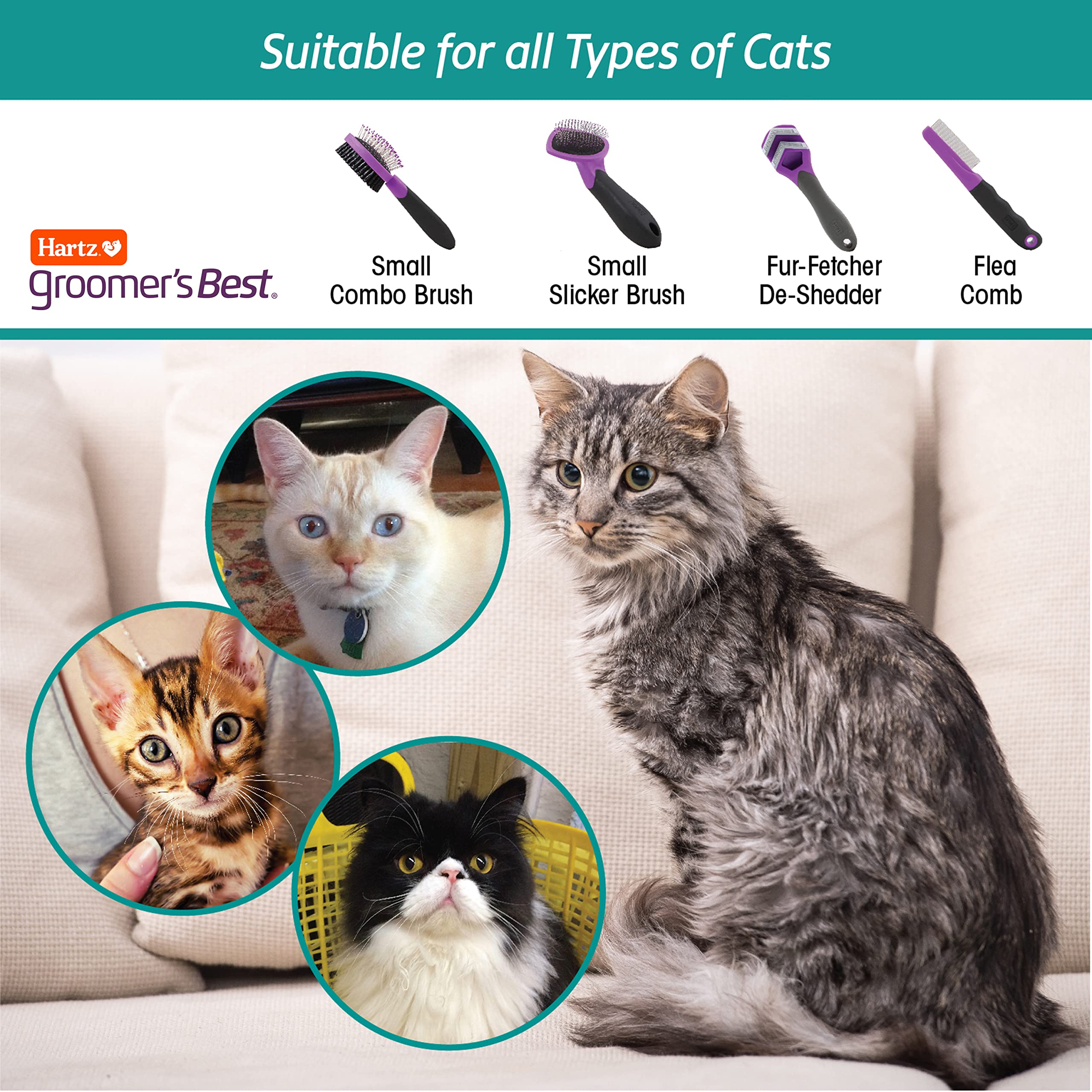 Hartz Groomer'S Best Fur Fetcher De-Shedder Grooming Tool For Cats