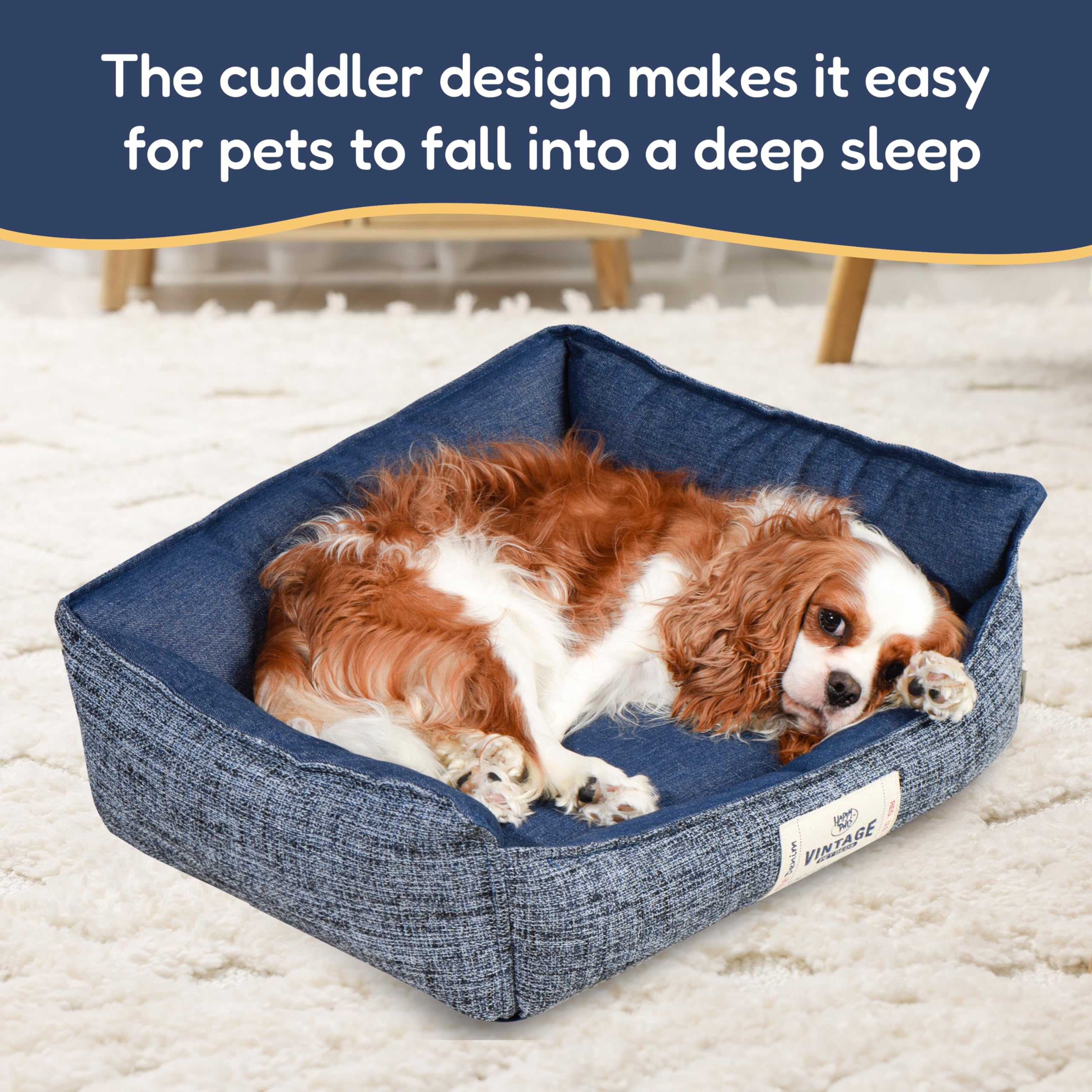 Fluffydream Cute Calming Cuddler Dog Bed, Dog Sofa Bed, Up To 30 Lbs, 24'' X 20'', Dark Blue