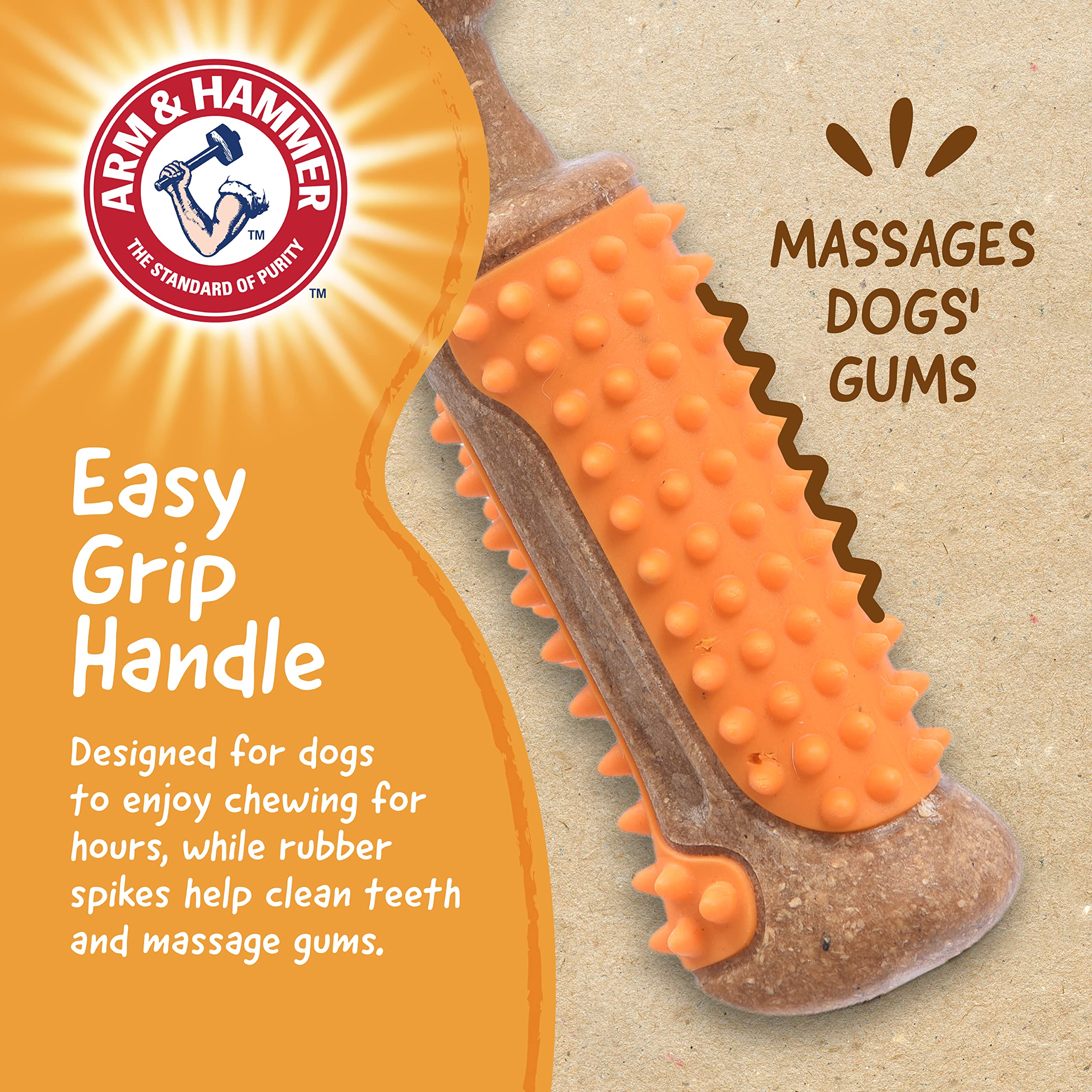Arm & Hammer for Pets Chew Tools Collection: Wood Blend Hammer Chew Toy for Dogs | Compressed Wood Dog Chew Toys with Baking Sod