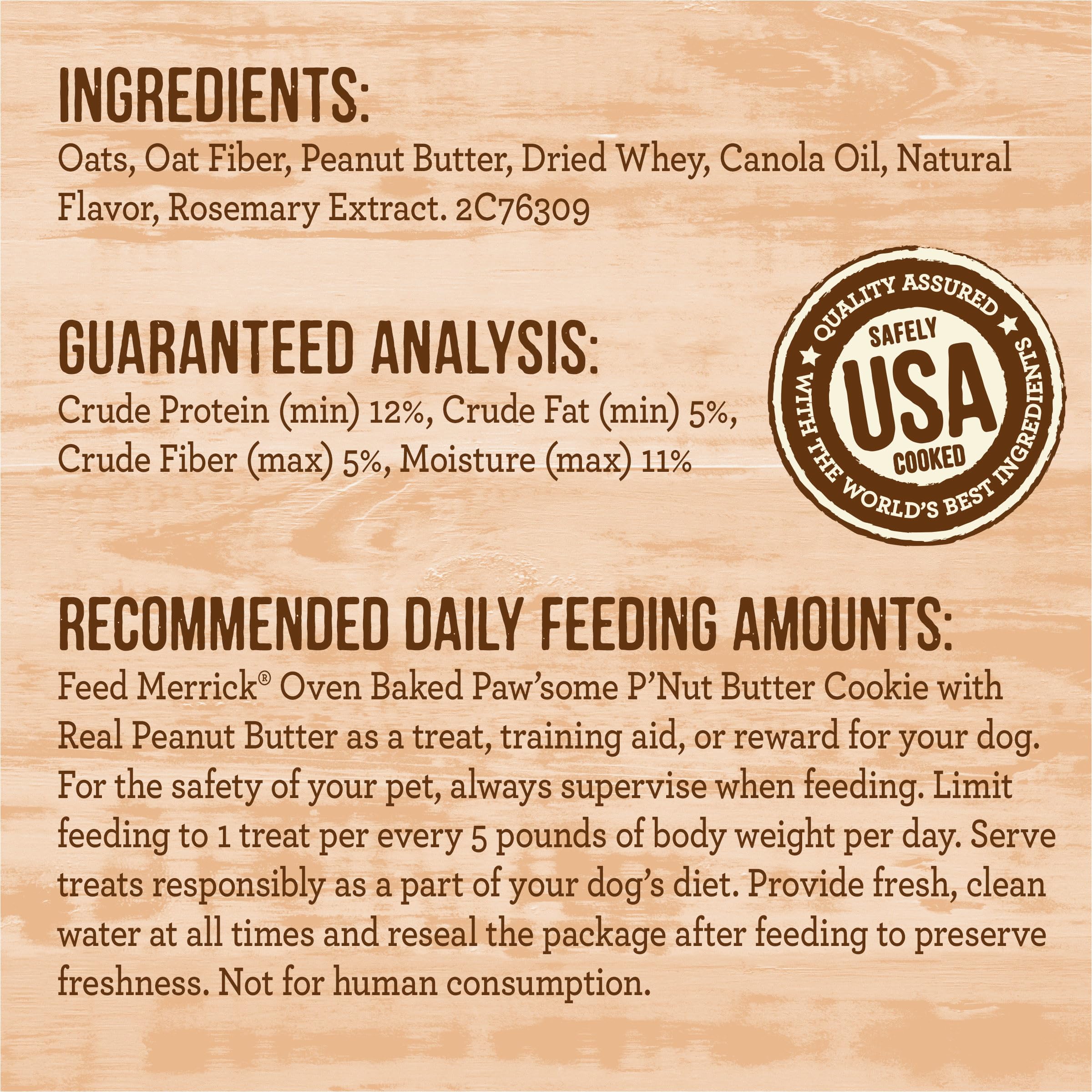 Merrick Oven Baked Dog Treats, Natural Cookies For Dogs, Pawsome Pnut Butter Cookie With Real Peanut Butter - 11 oz. Bag