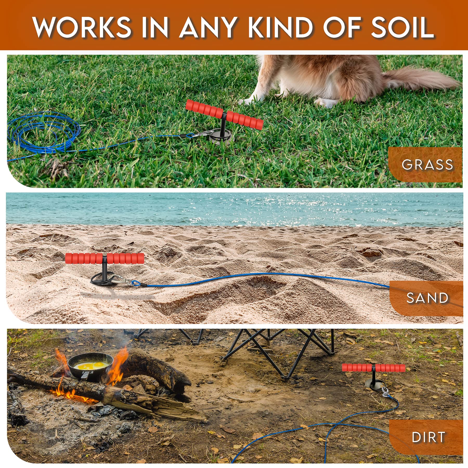 Sliridog Dog Tie Out Stakes,Heavy Duty Stake for Large Dogs,Strongest Dog Anchor Holds 2 Large Dogs Up to 200 lbs,Free and Safe