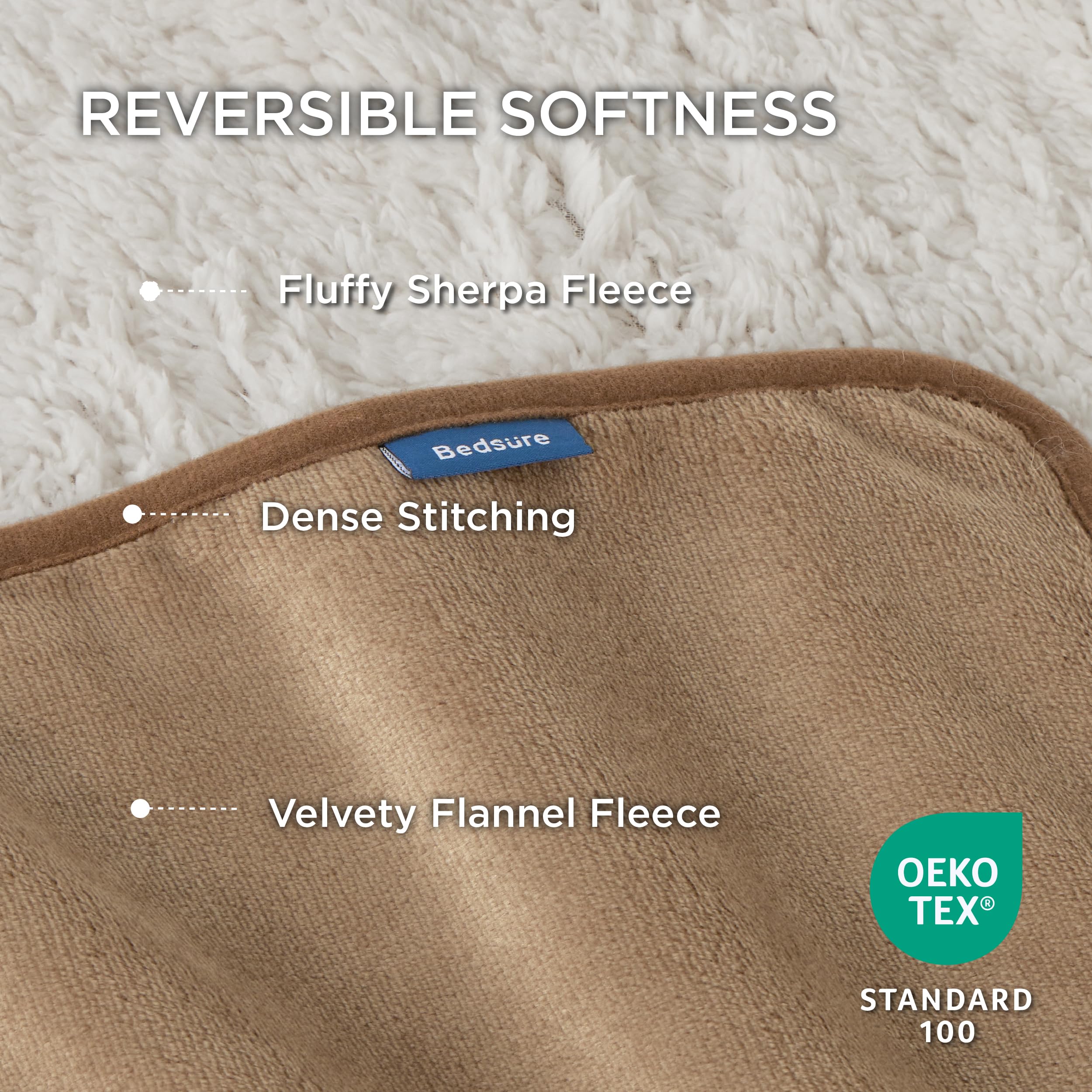 Bedsure King Size Waterproof Sherpa Fleece Blanket - Soft Plush Reversible Pet Blanket for Large Dogs, 108x86, Camel