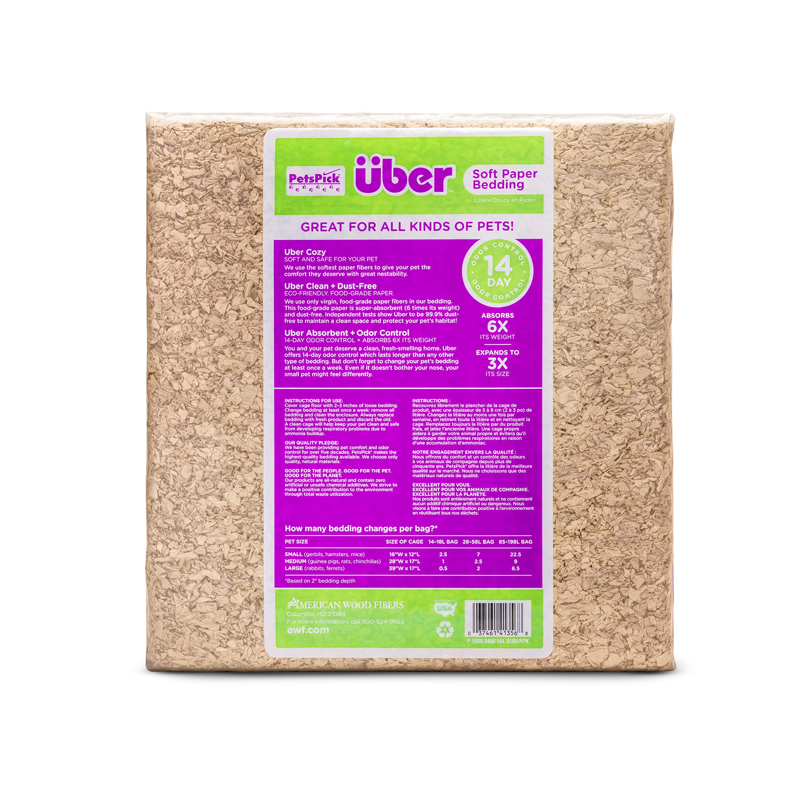 PETSPICK Uber Soft Paper Pet Bedding for Small Animals, Natural, 56L
