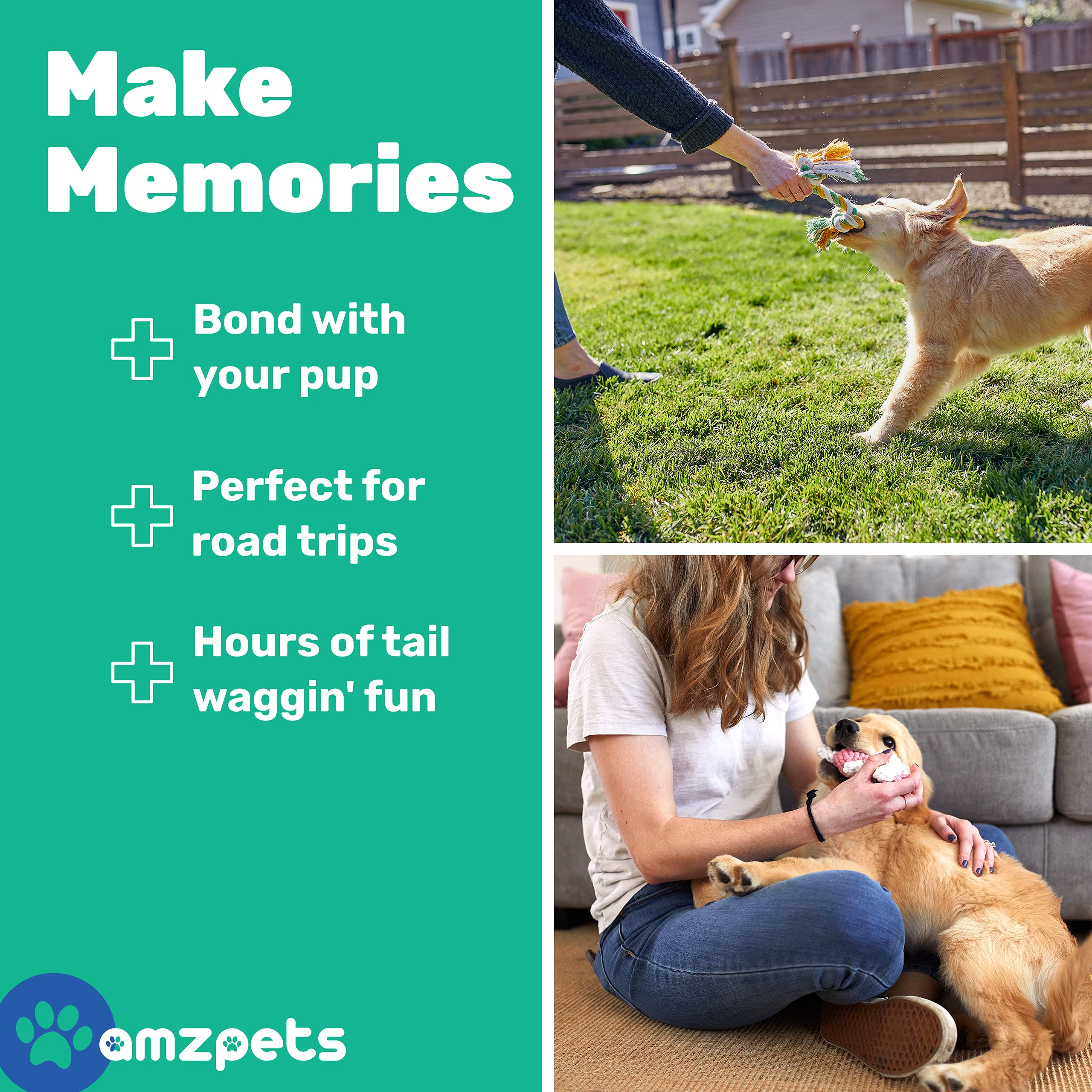 Amzpets 10 Dog Toys For Small Dogs And Puppies, Squeaky Dog Toys Rope Toys For Plush Games, With Chewing Ropes/Balls/Rubber Bone